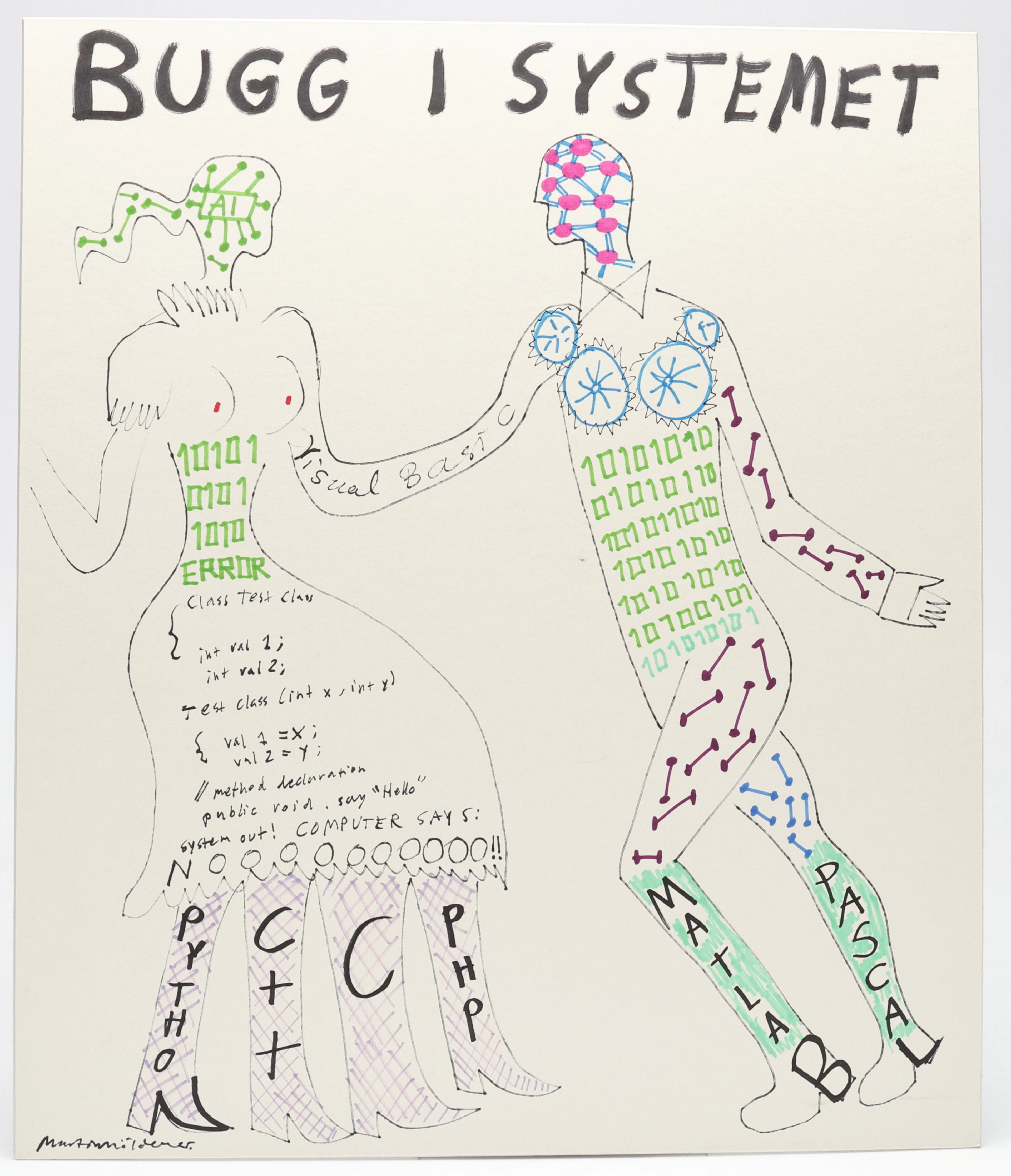 MARTIN MÖLDENER. "Bugg i systemet", tusch på passepartout, signerad.