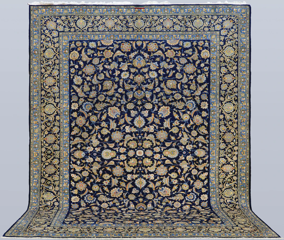 ORIENTMATTA. Blå Keshan signerad, 410 x 320 cm.