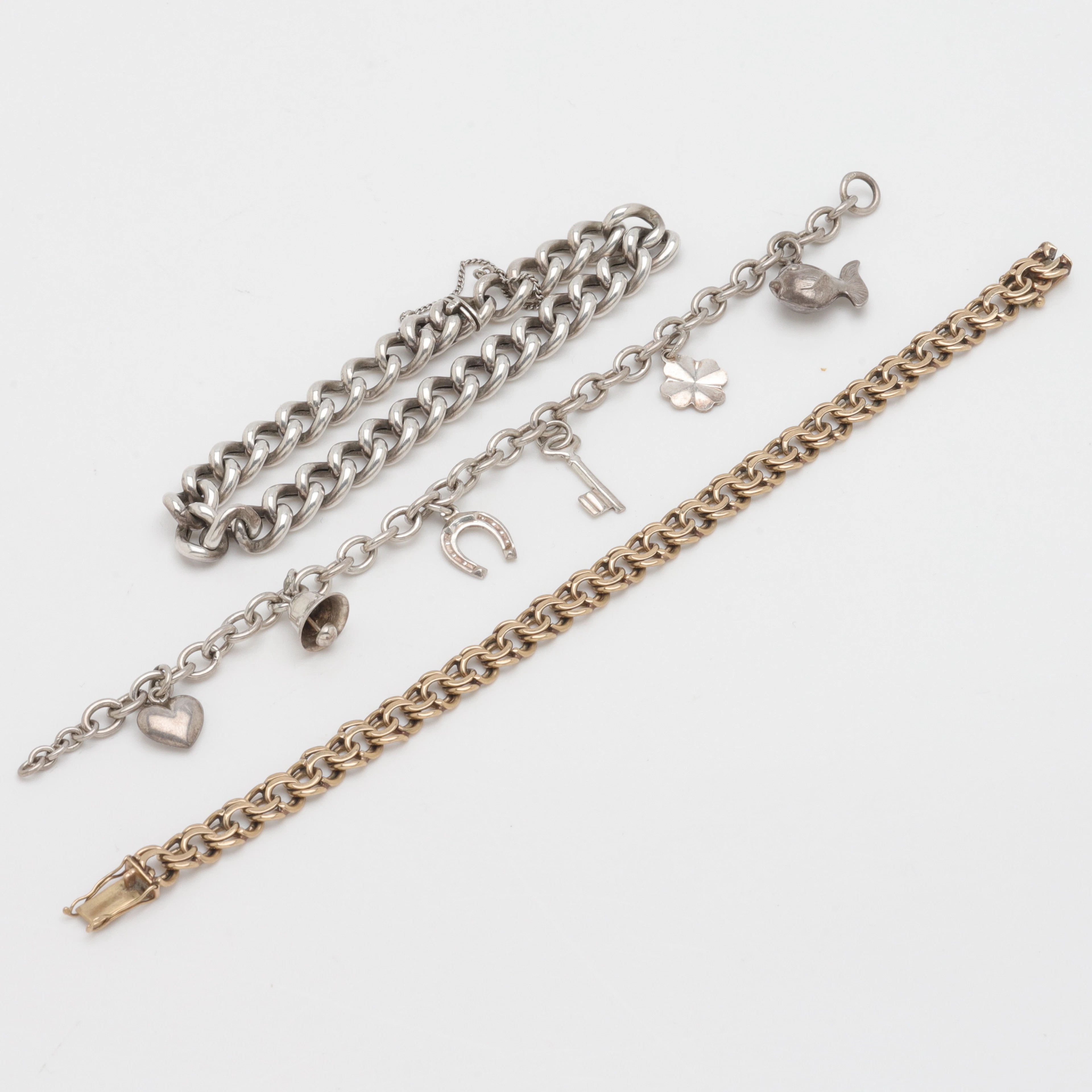 ARMBAND, 3 st, silver/doublé, b.la. svensk importstämpel.