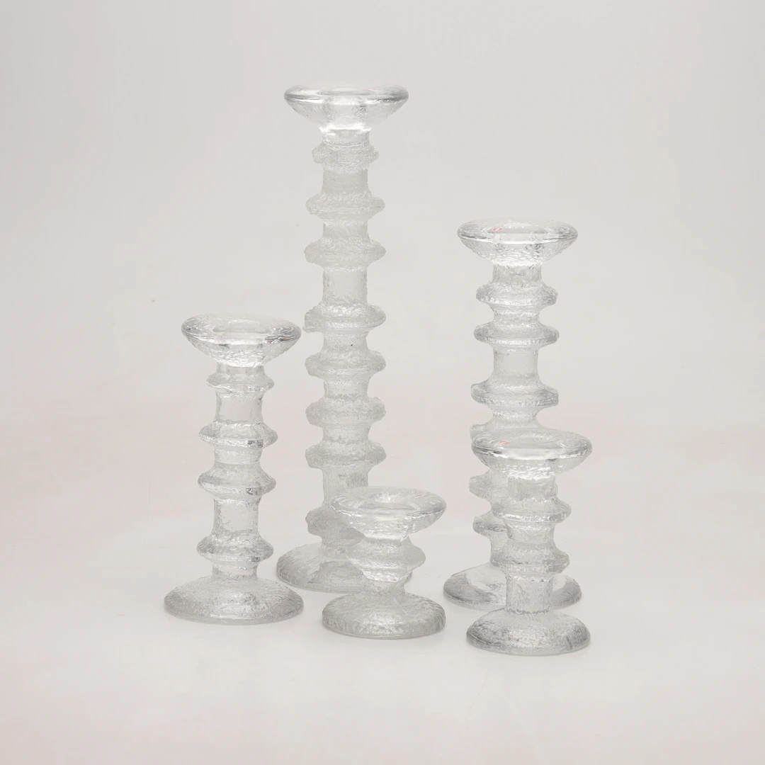 TIMO SARPANEVA. Ljusstakar, 5 st, glas, "Festivo",Iittala, Finland.