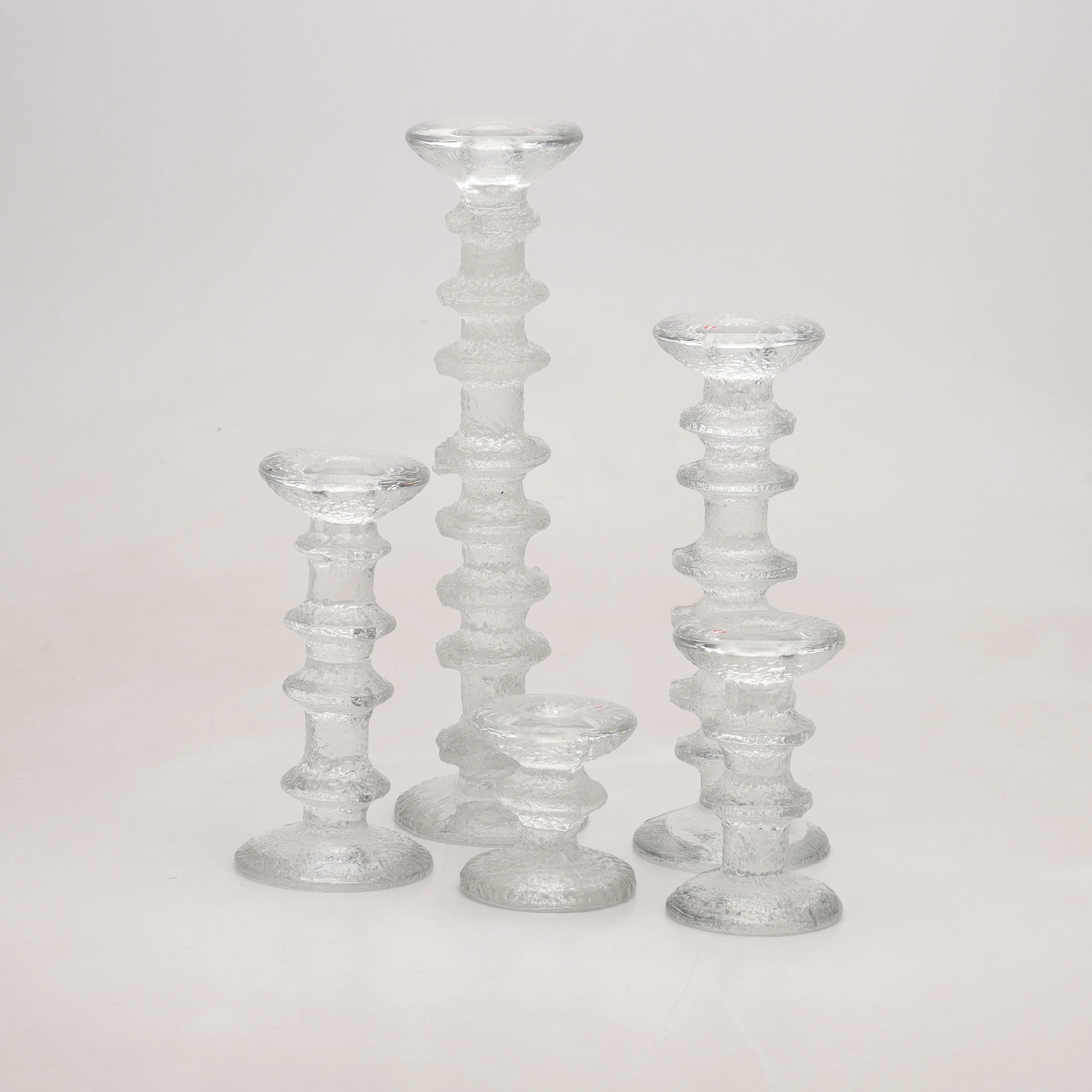 TIMO SARPANEVA. Ljusstakar, 5 st, glas, "Festivo",Iittala, Finland.