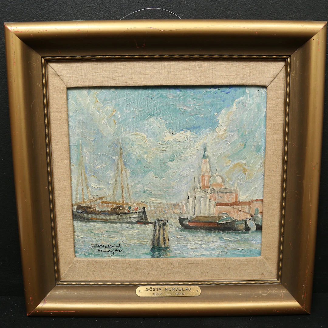 GÖSTA NORDBLAD. olja på pannå, Venedig, signerad och daterad 1924.