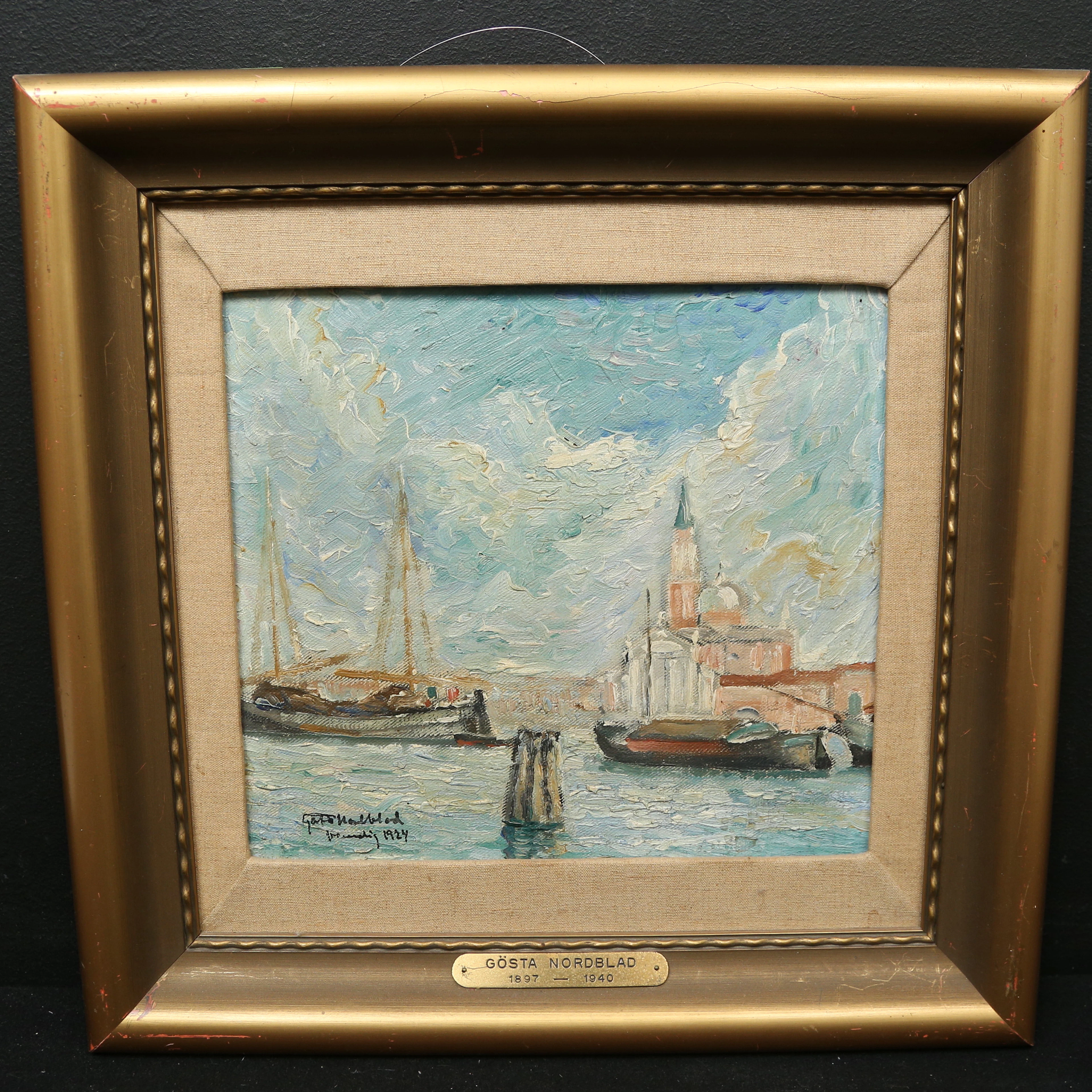 GÖSTA NORDBLAD. olja på pannå, Venedig, signerad och daterad 1924.