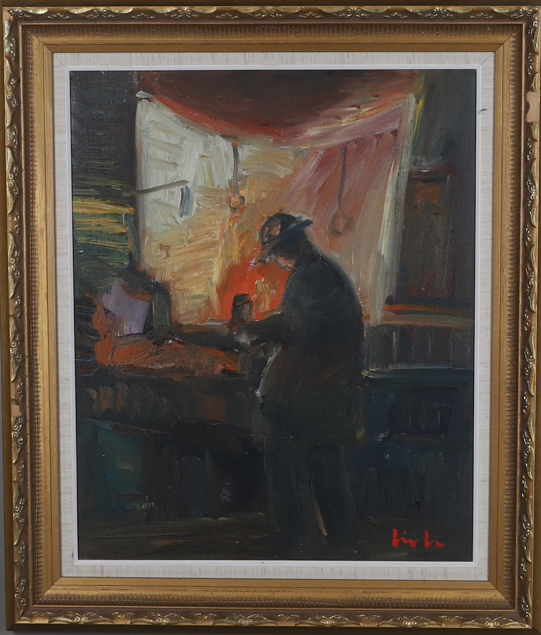 ERIK LO OHLQVIST. Olja på duk, figuralt motiv, signerad.