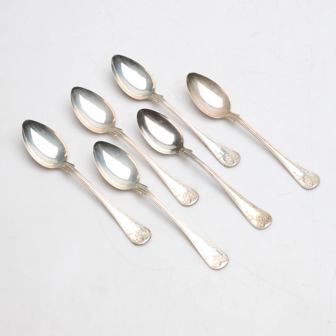 TESKEDAR, 6 st, silver, "Gammal Fransk", GAB, totalvikt ca 79,79g.