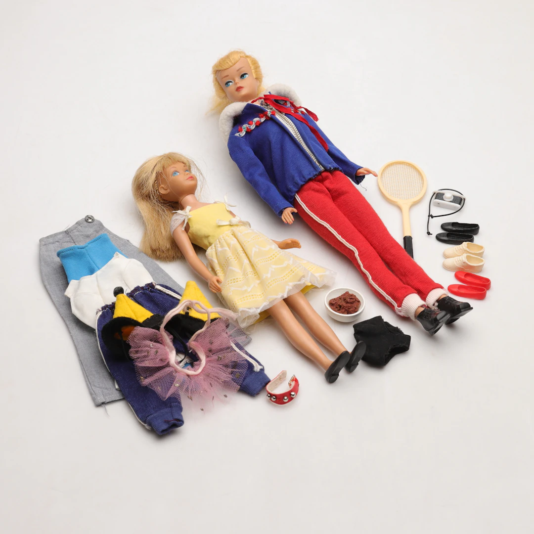 BARBIEDOCKOR, Skipper och Barbie/Midge, blonde, med tillbehör, Mattel