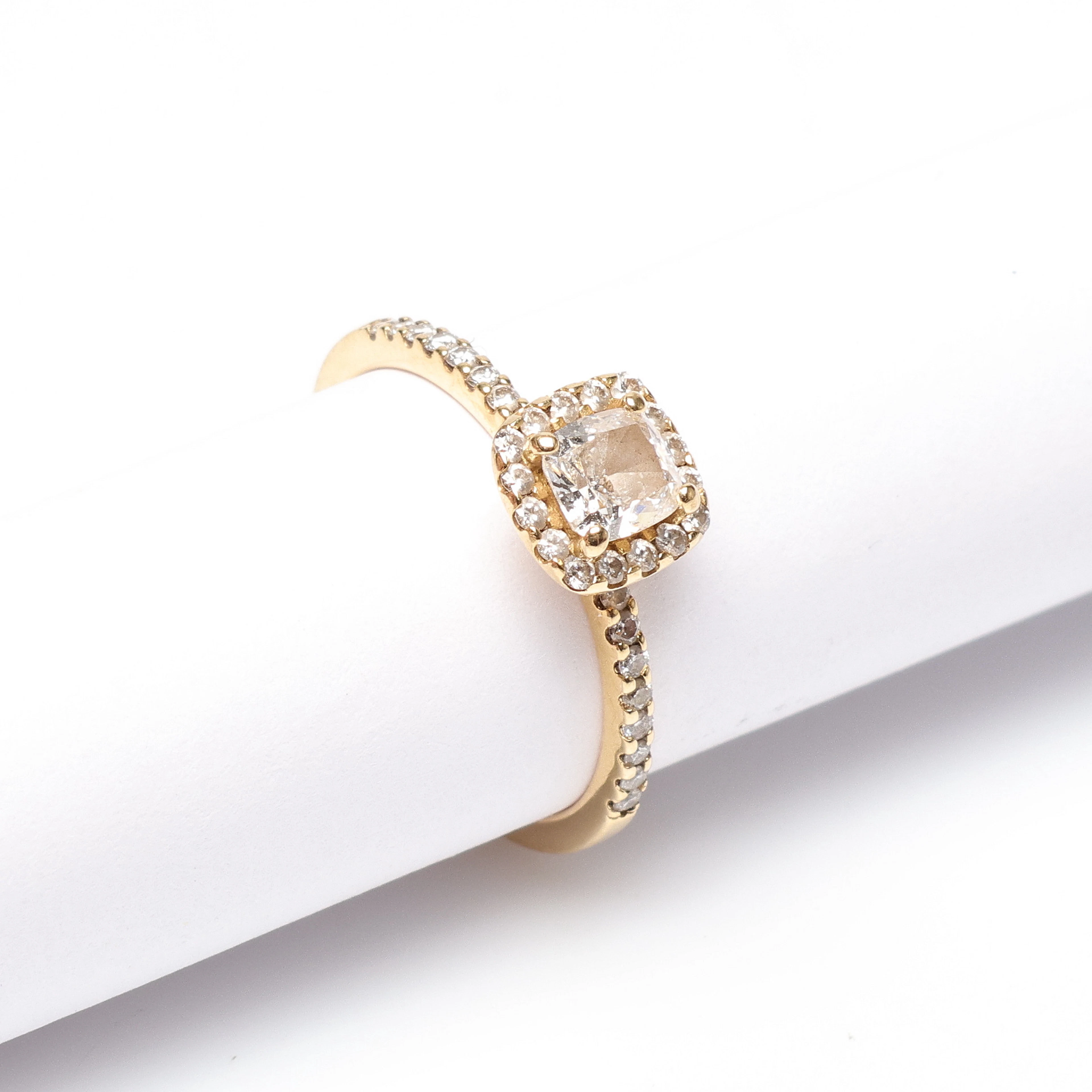 DIAMANTRING, guld, "Haloring", VANBRUUN, 18k.