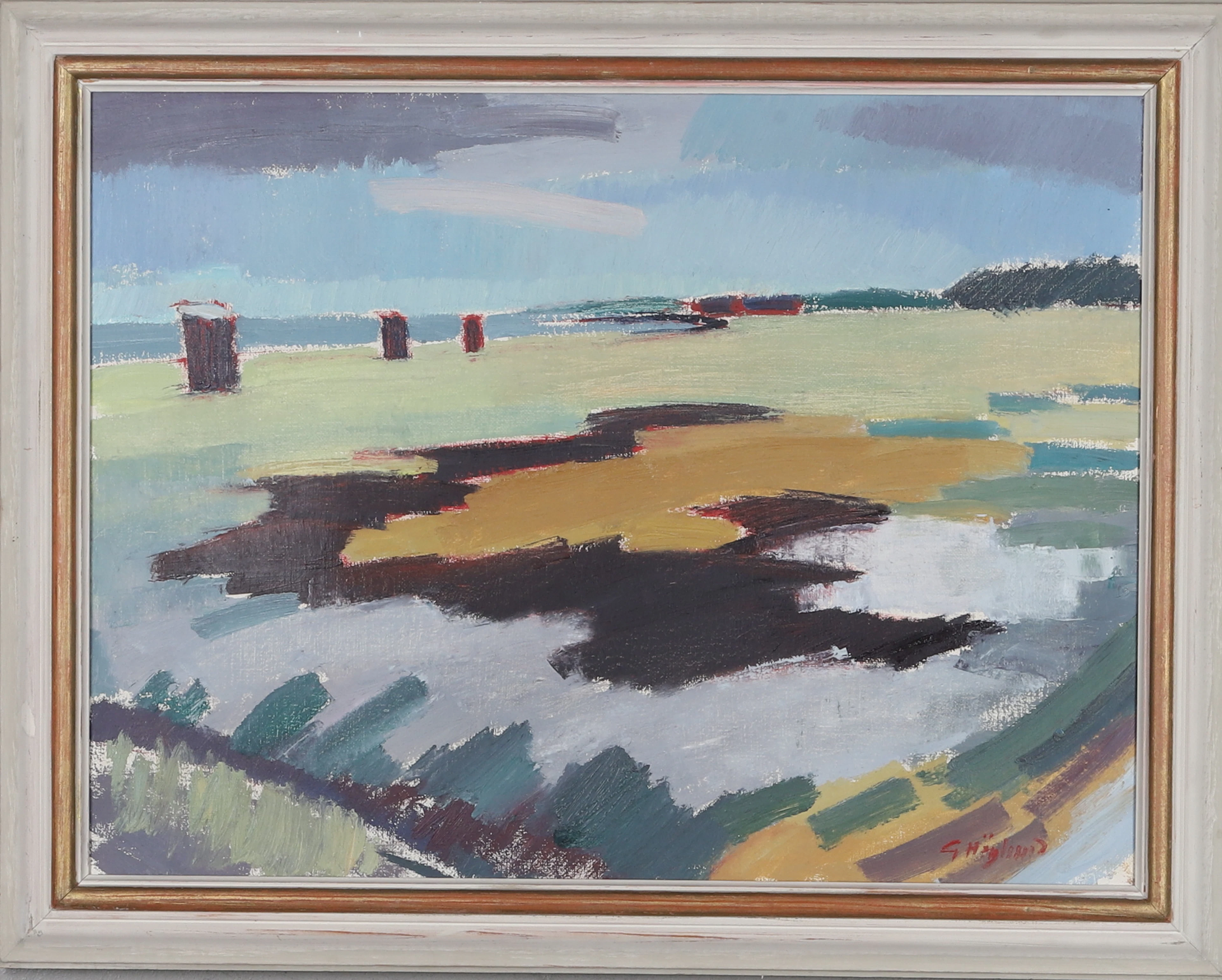 GUSTAF HÖGLUND (1910-1994). Olja på duk, " Mot havet", Vejby strand