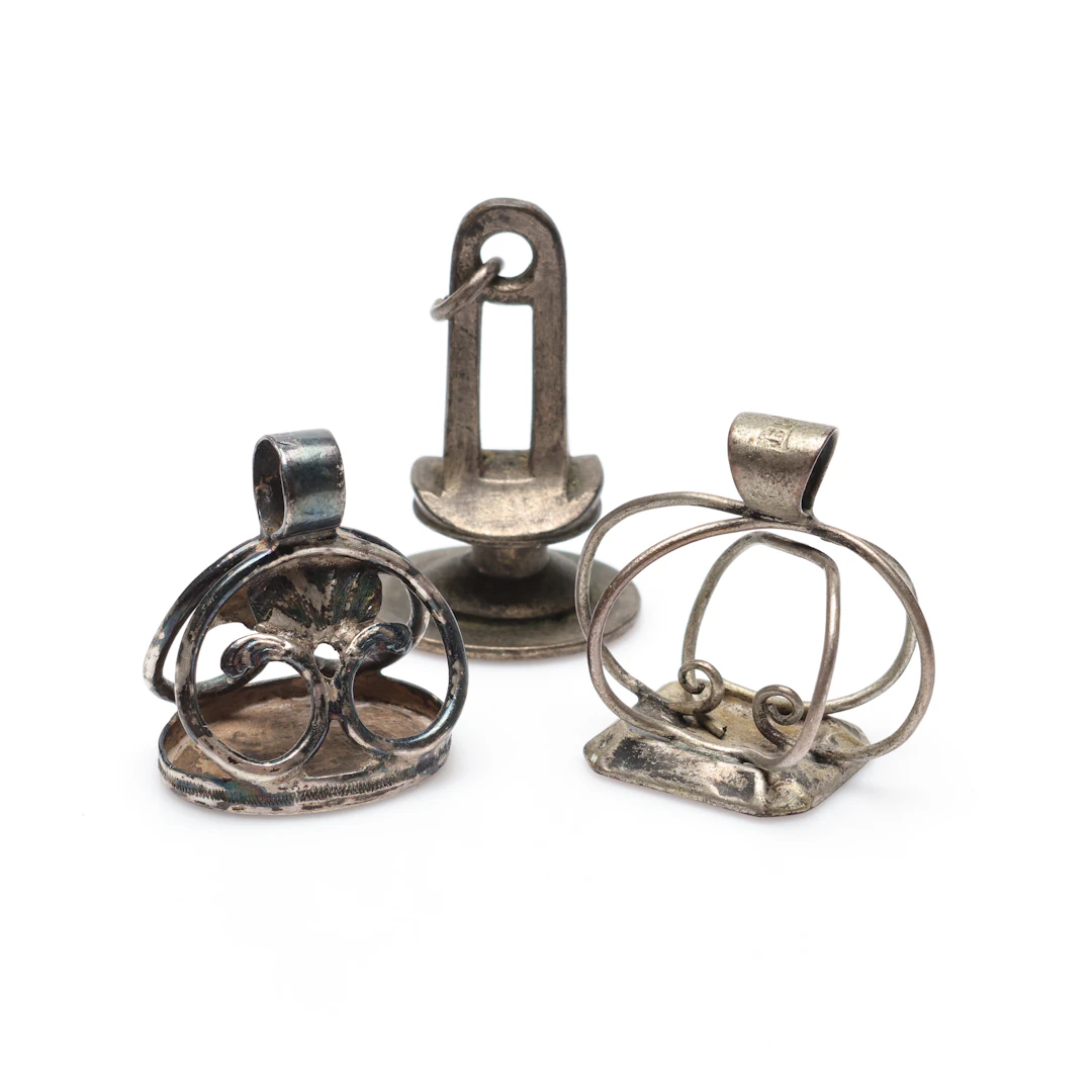 SIGILL, 3 st, silver, metall, järn, 1800-tal.