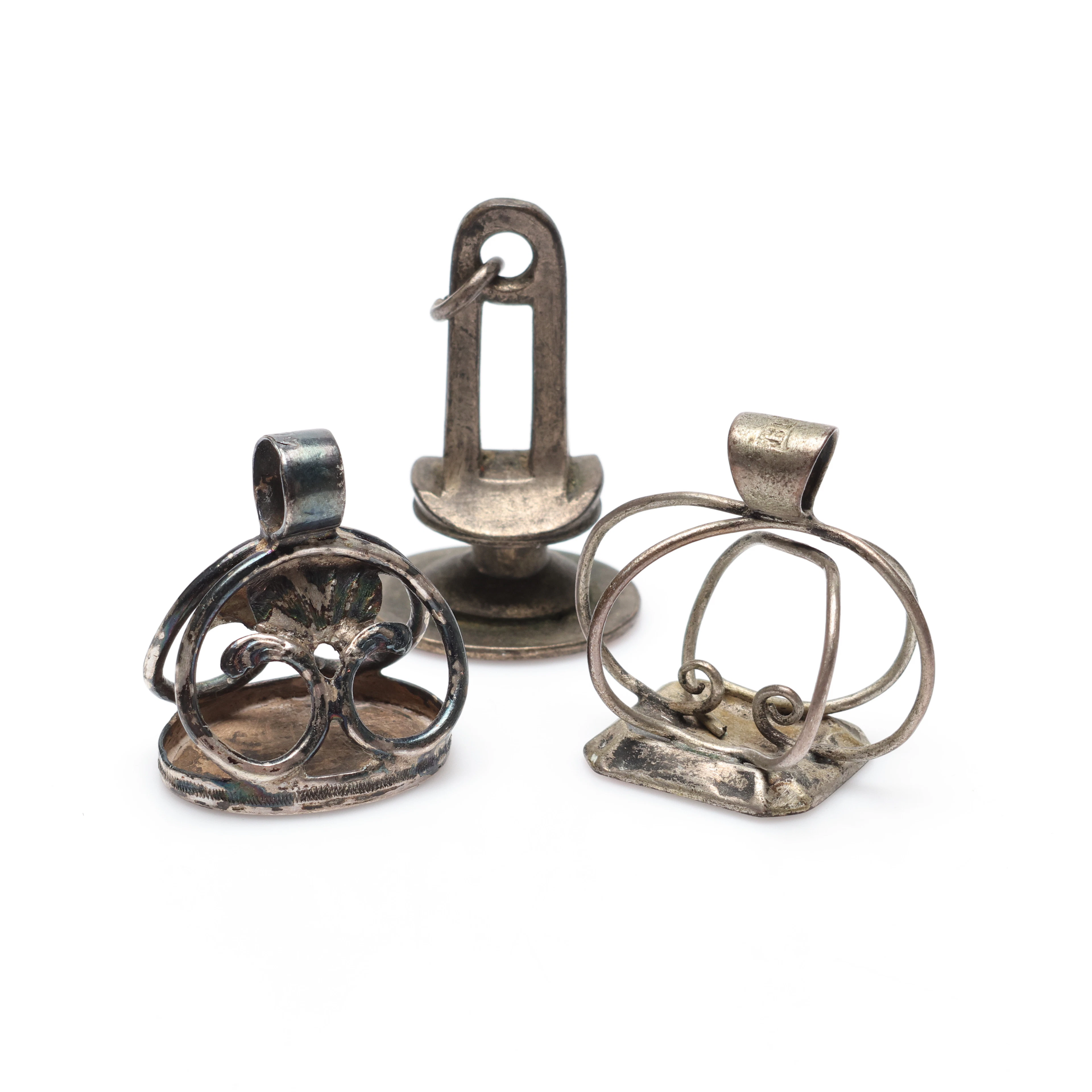 SIGILL, 3 st, silver, metall, järn, 1800-tal.