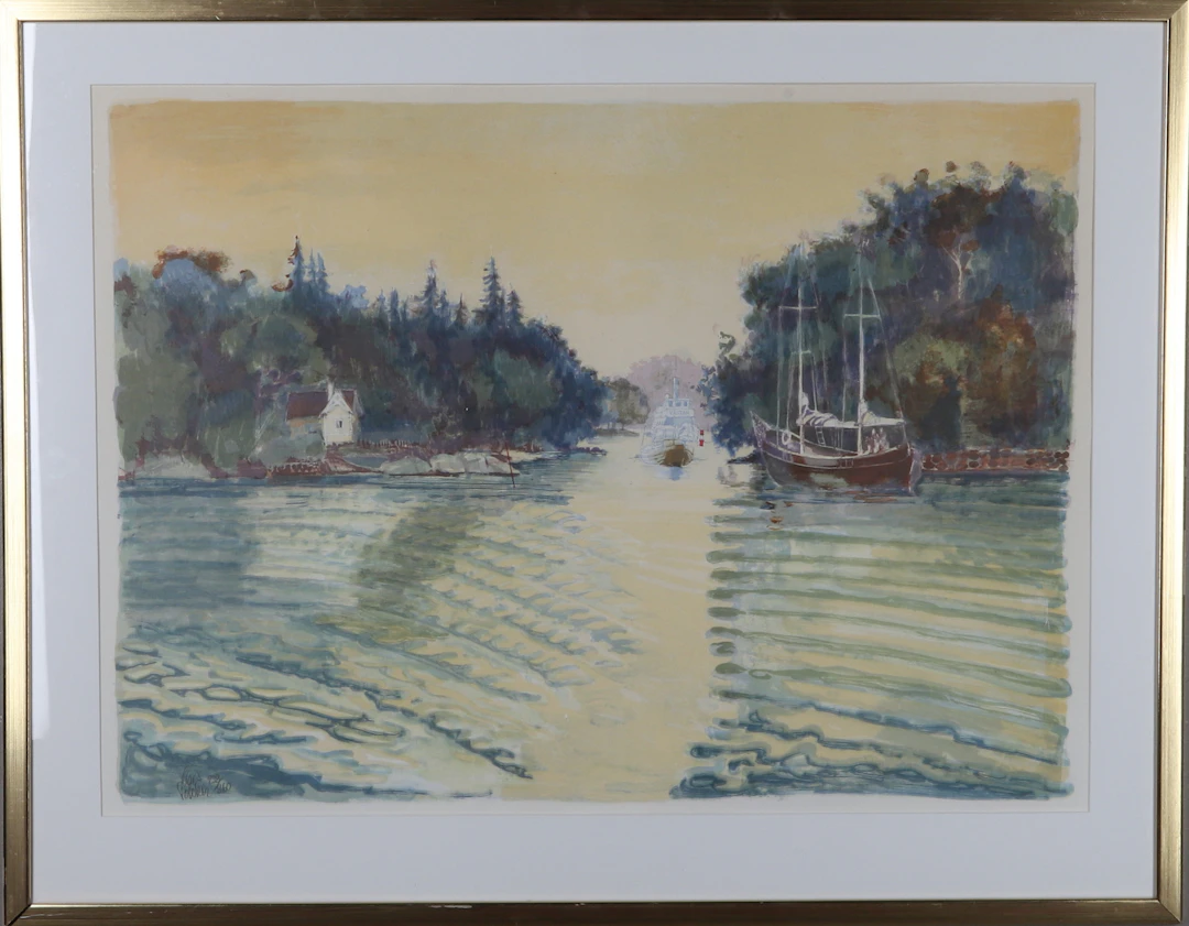 CLAES FOLCKER. Färglitografi, skärgårdsmiljö, signerad och numrerad 238/360.