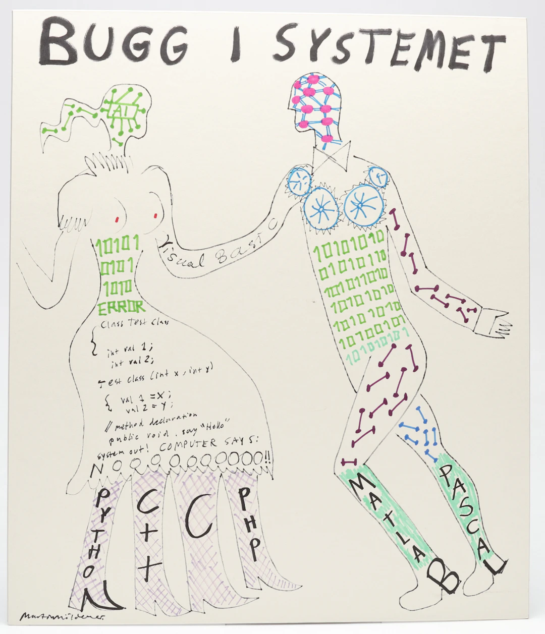 MARTIN MÖLDENER. "Bugg i systemet", tusch på passepartout, signerad.