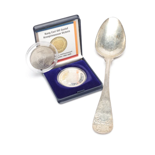 MYNT, 2 st samt SKED, silver.