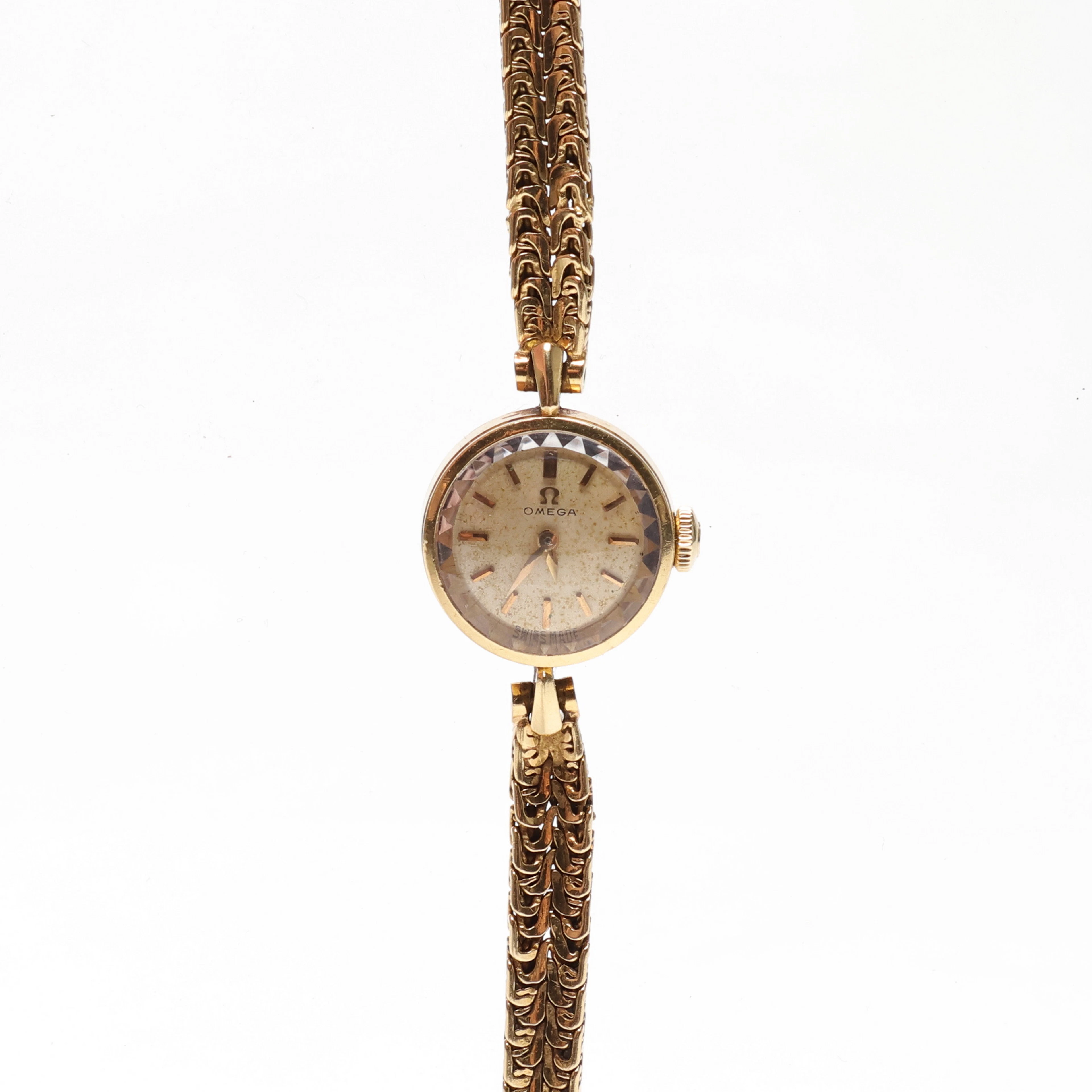 DAMARBANDSUR, manuell. Omega, 18K guld i boett och armband. totalvikt