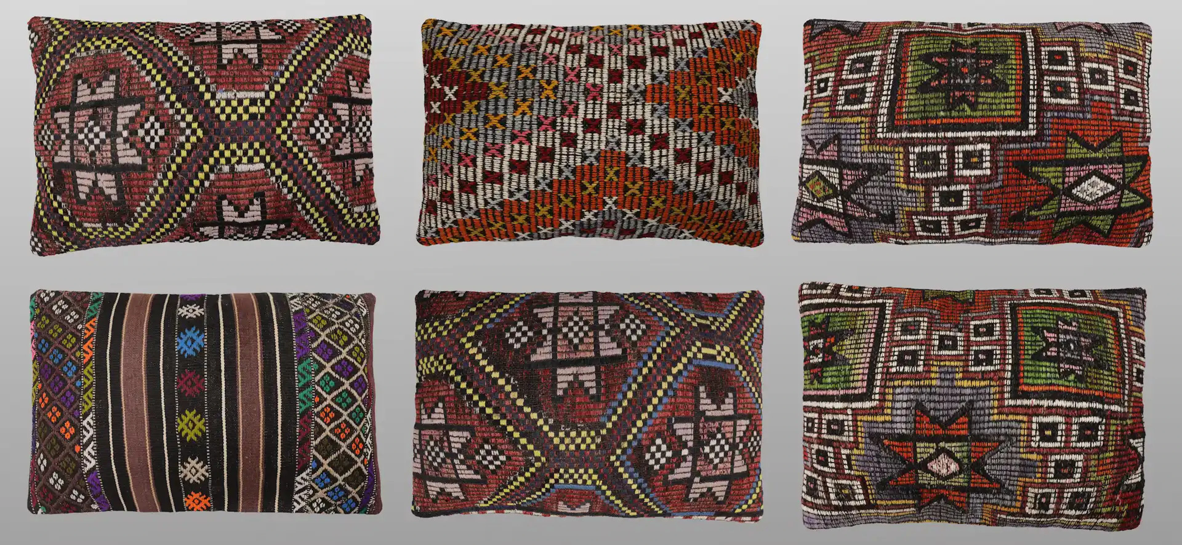 ORIENTMATTA. Parti kuddfodral 6st, anatoliska Kelim fragment, 60 x 40 cm.