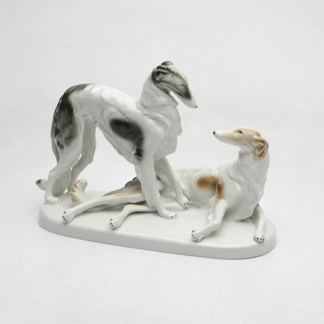 FIGURIN, Porslin, Borzoi/ Rysk vinthundar, Carl Scheidig, Gräfenthal, Tyskland.