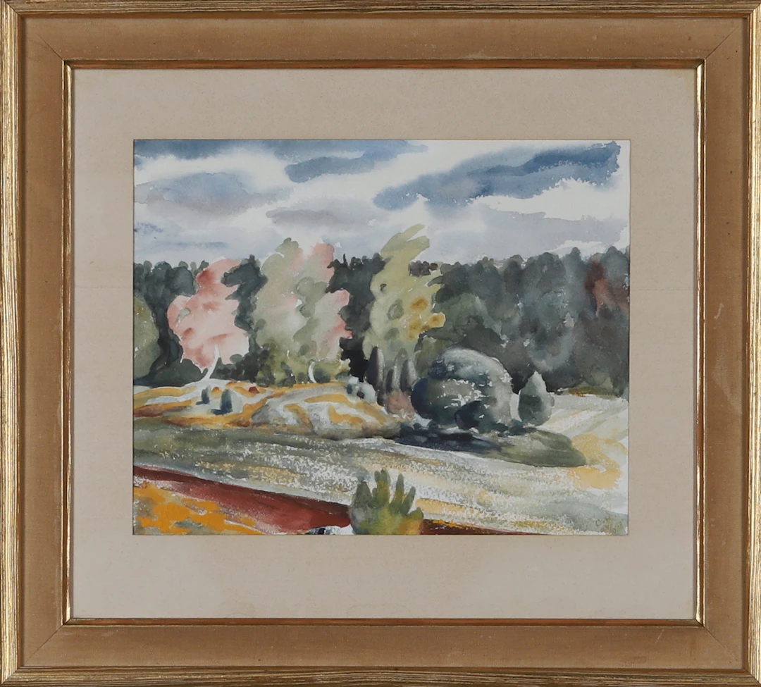 OLLE HULTÉN. akvarell, signerad och daterad 1955.