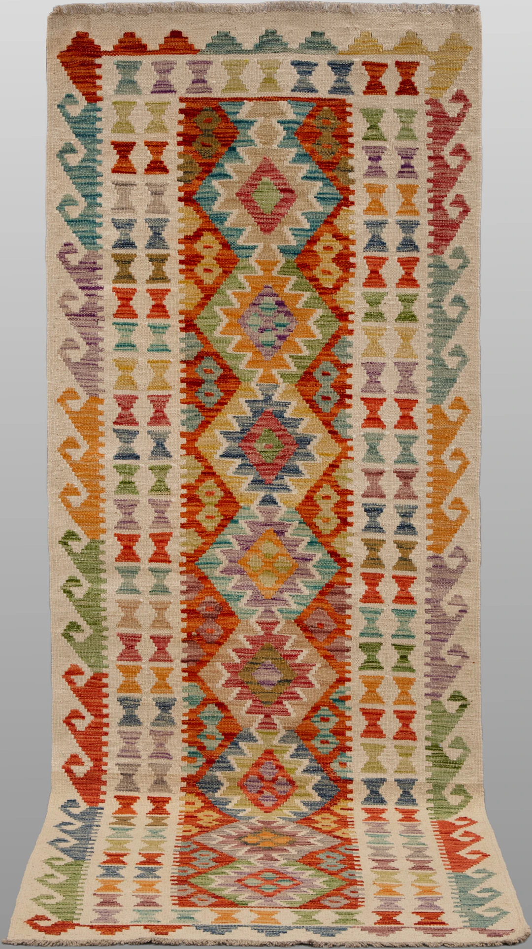 ORIENTMATTA. Kelim klassisk design gallerimodell, 242 x 88 cm.