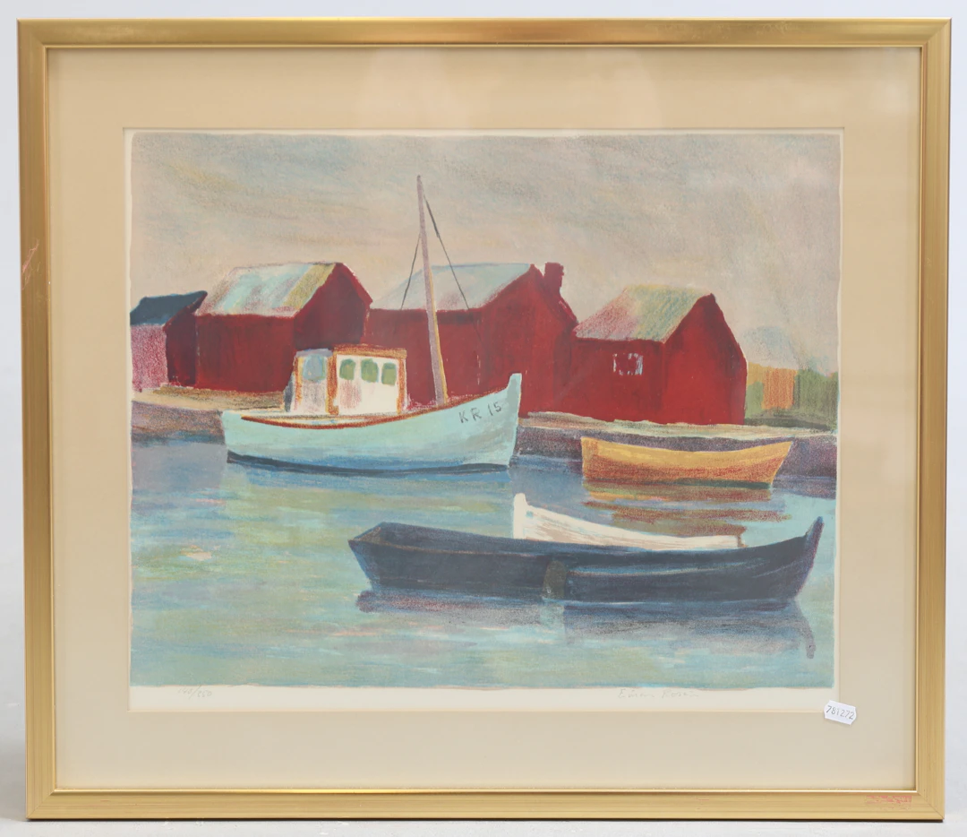 EINAR ROSÉN. Båthamn, litografi, signerad och numrerad 140/350.