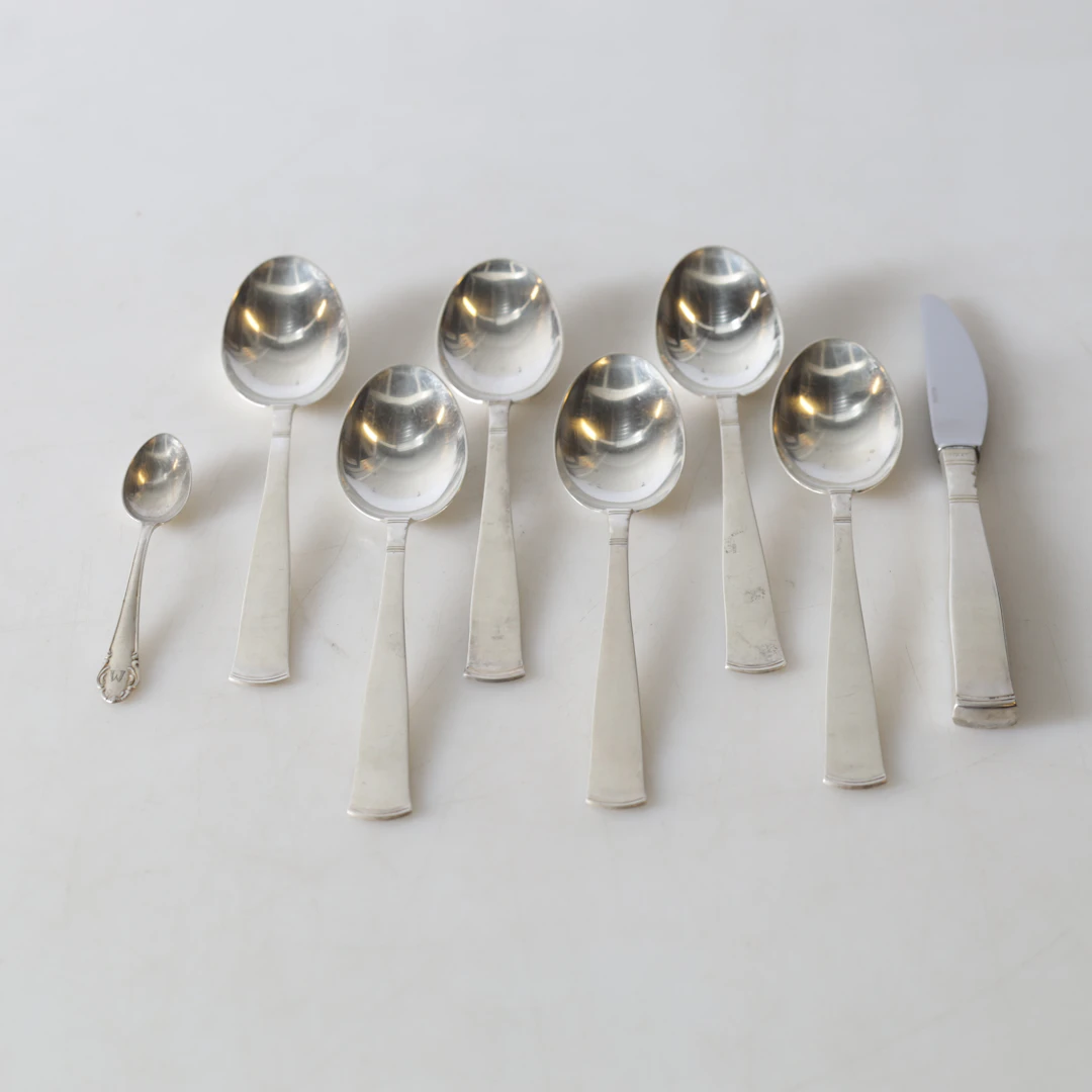 BESTICK, 8 delar, silver, mod. "Rosenholm", Guldsmedsaktiebolaget