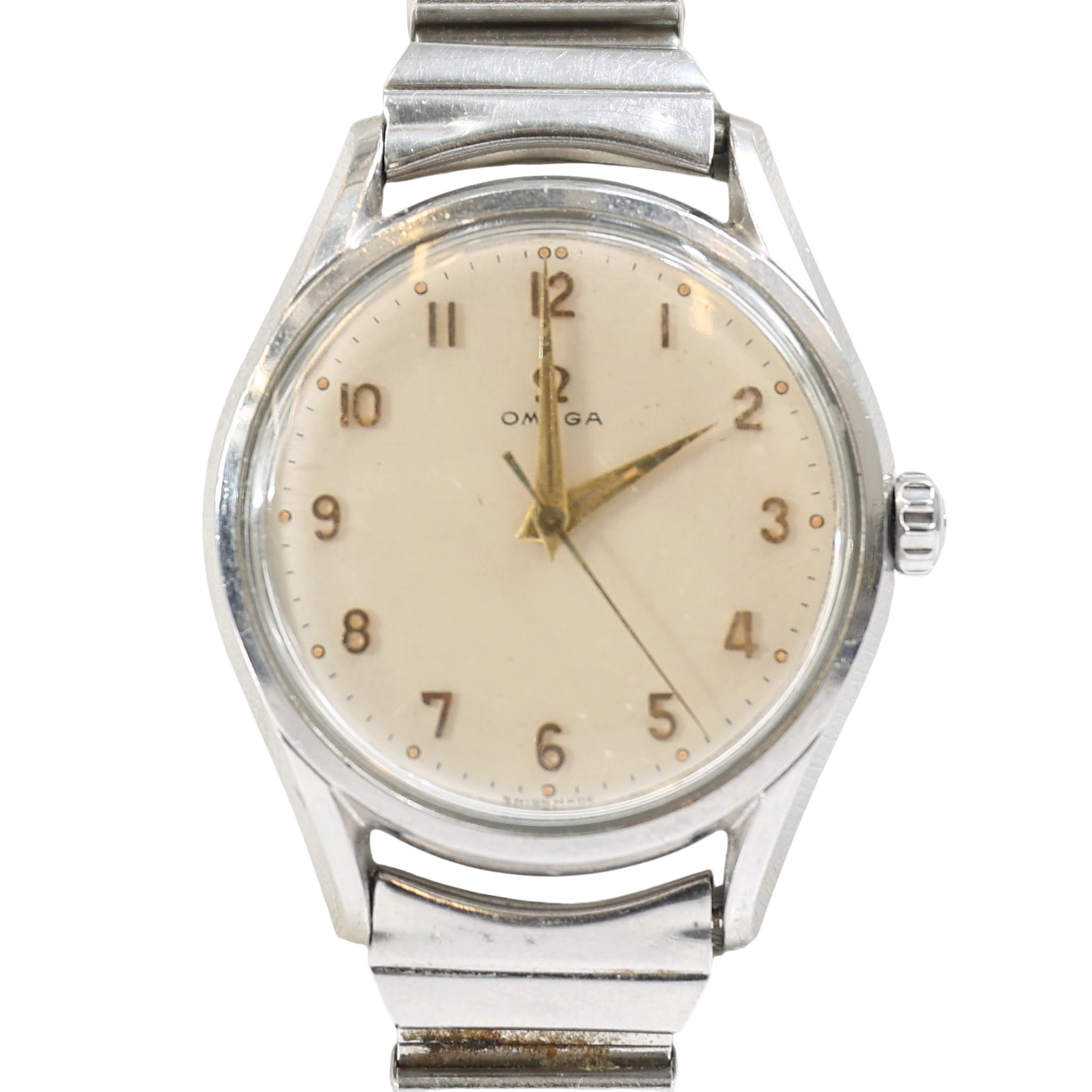 OMEGA, armbandsur, automatisk, stål, 1950-tal, armband ej original