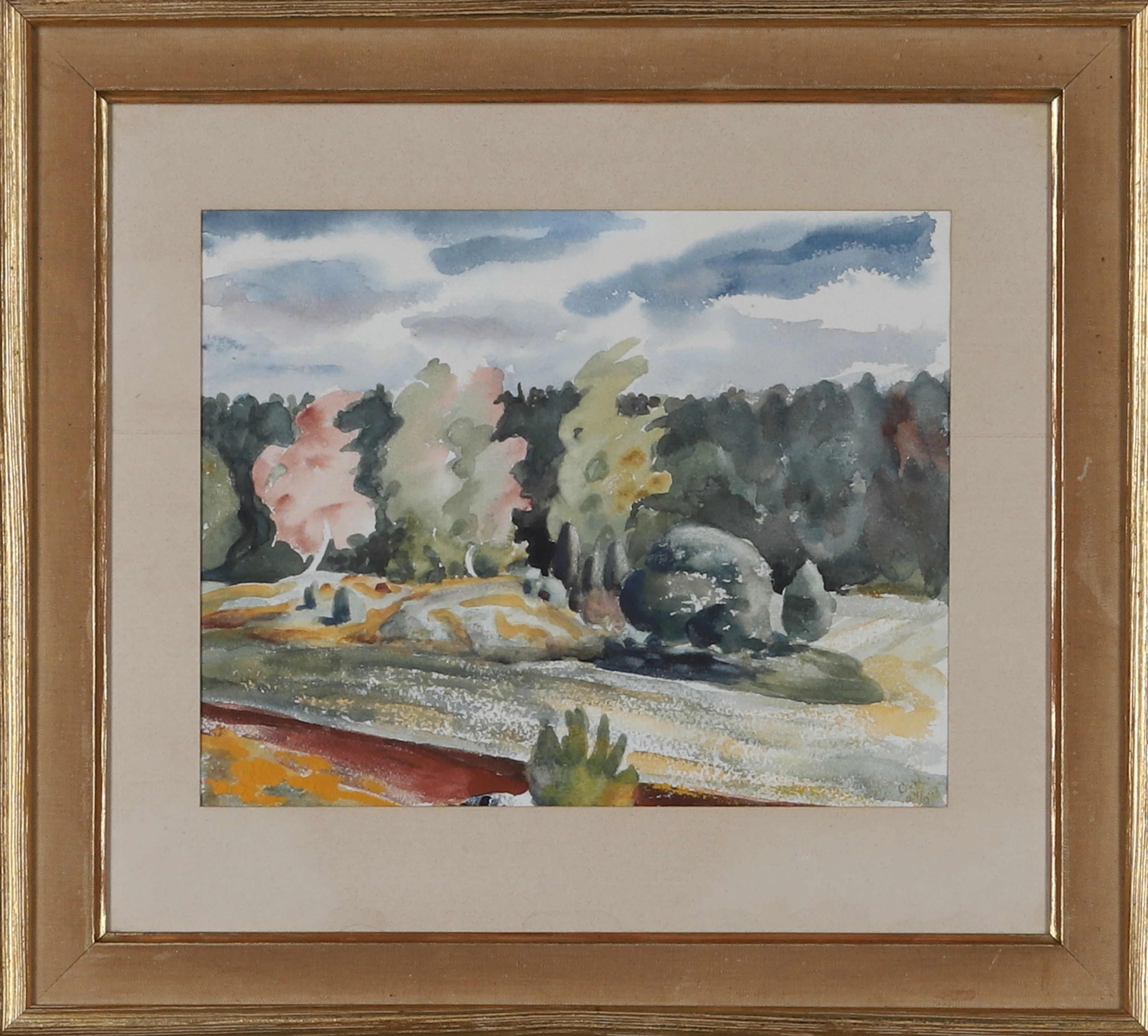 OLLE HULTÉN. akvarell, signerad och daterad 1955.