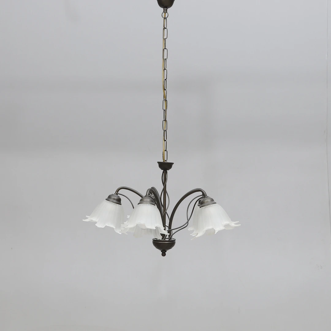 TAKLAMPA, metall/glas, 1900-talets senare del.