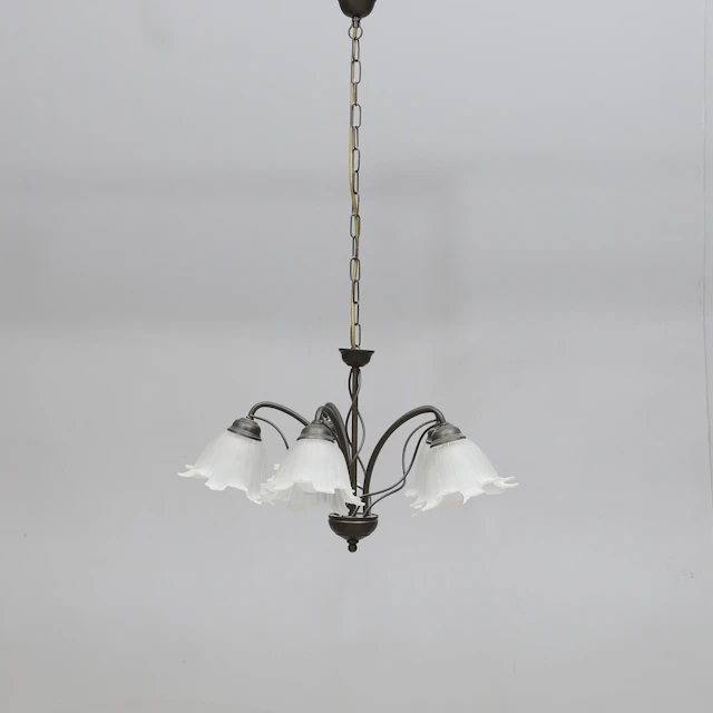 TAKLAMPA, metall/glas, 1900-talets senare del.