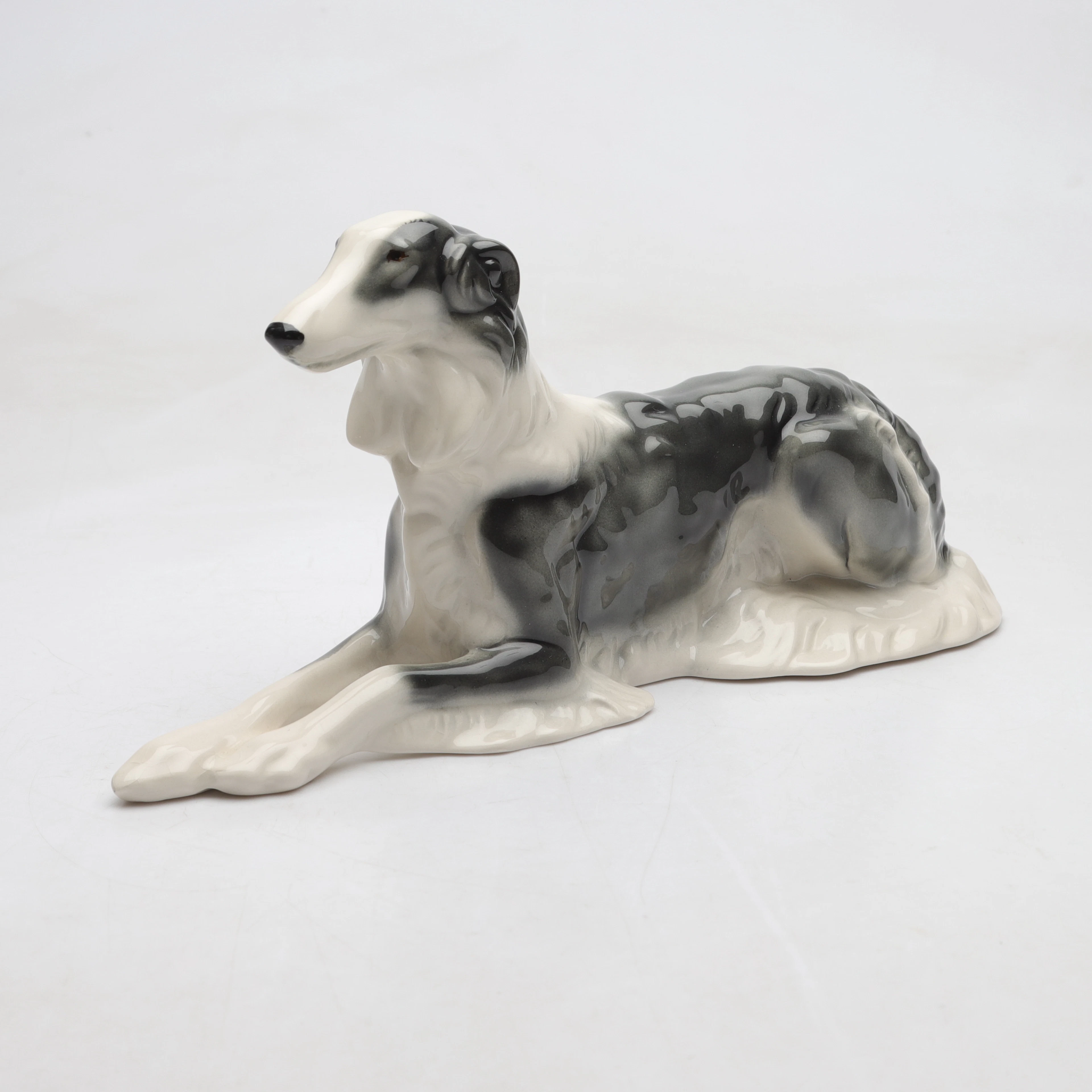 FIGURIN, glaserad keramik, Borzoi/Rysk Vinthund, Elite End.