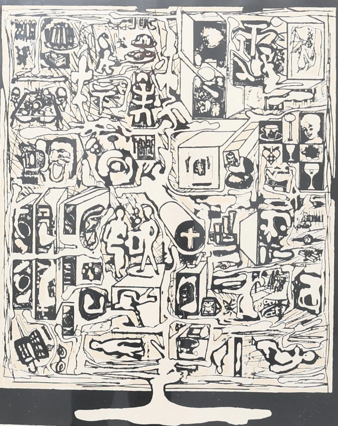ALBERT JOHANSSON. Komposition med figurer, litografi, signerad, numrerad