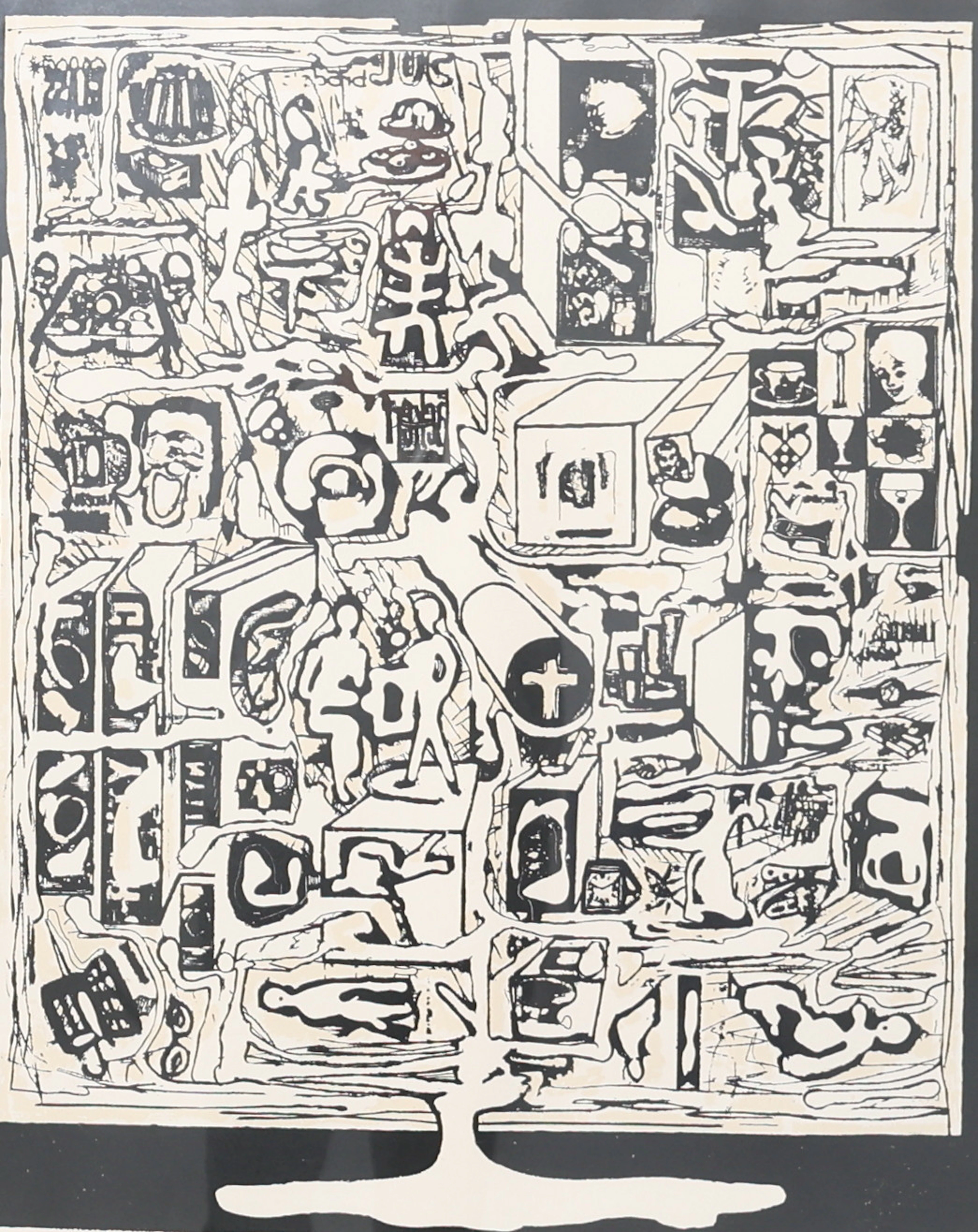 ALBERT JOHANSSON. Komposition med figurer, litografi, signerad, numrerad