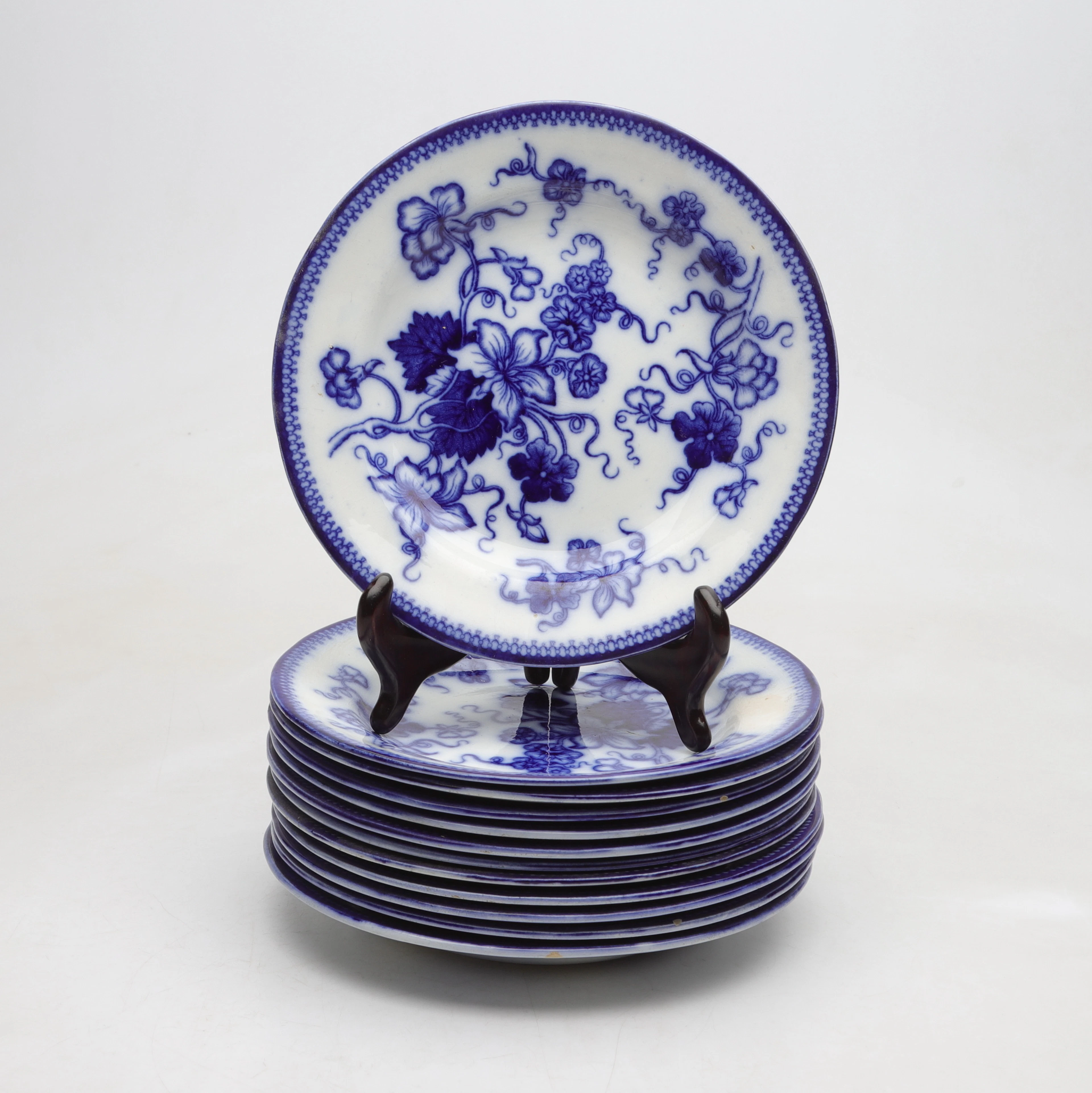 Tallrikar, 12 st, flintgods, " Krasse", Gustavsberg.