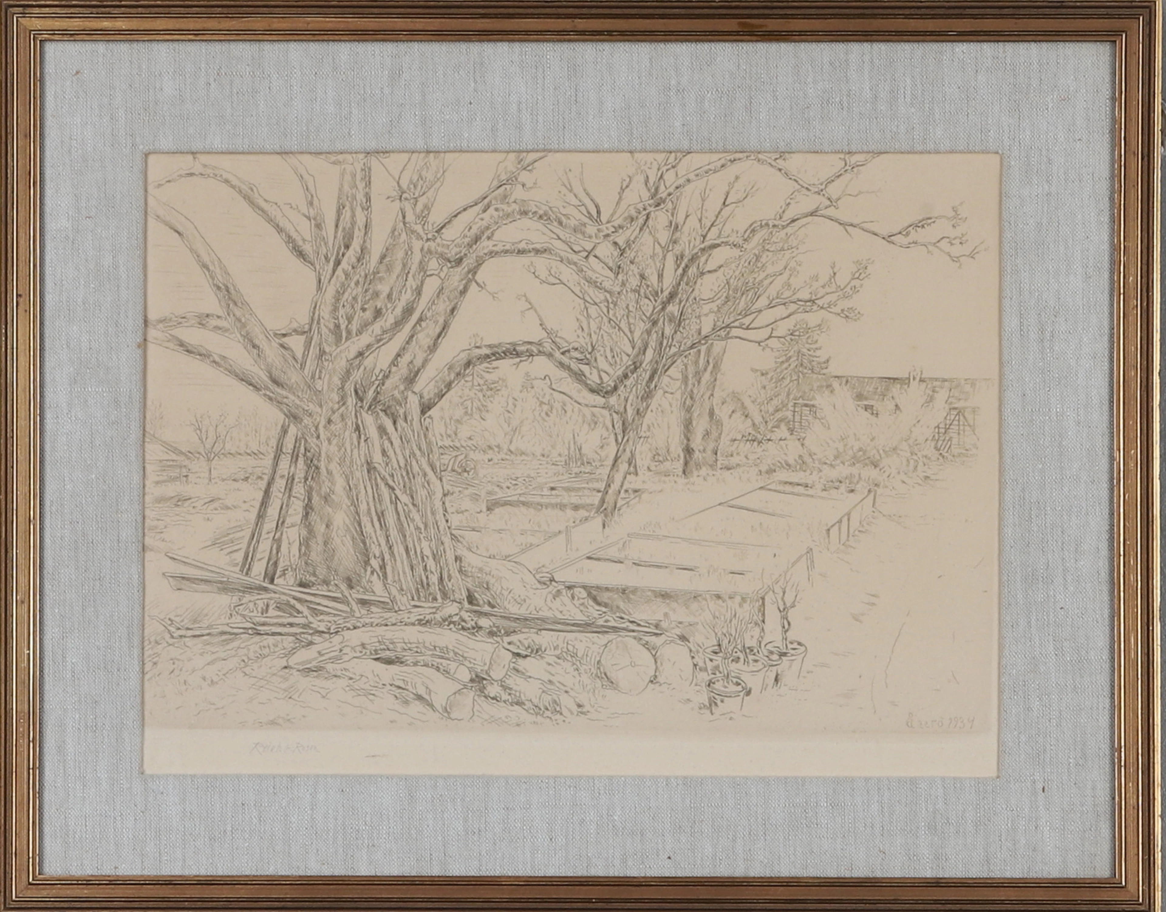 REINHOLD VON ROSEN. "Åkerö", etsning, signerad.