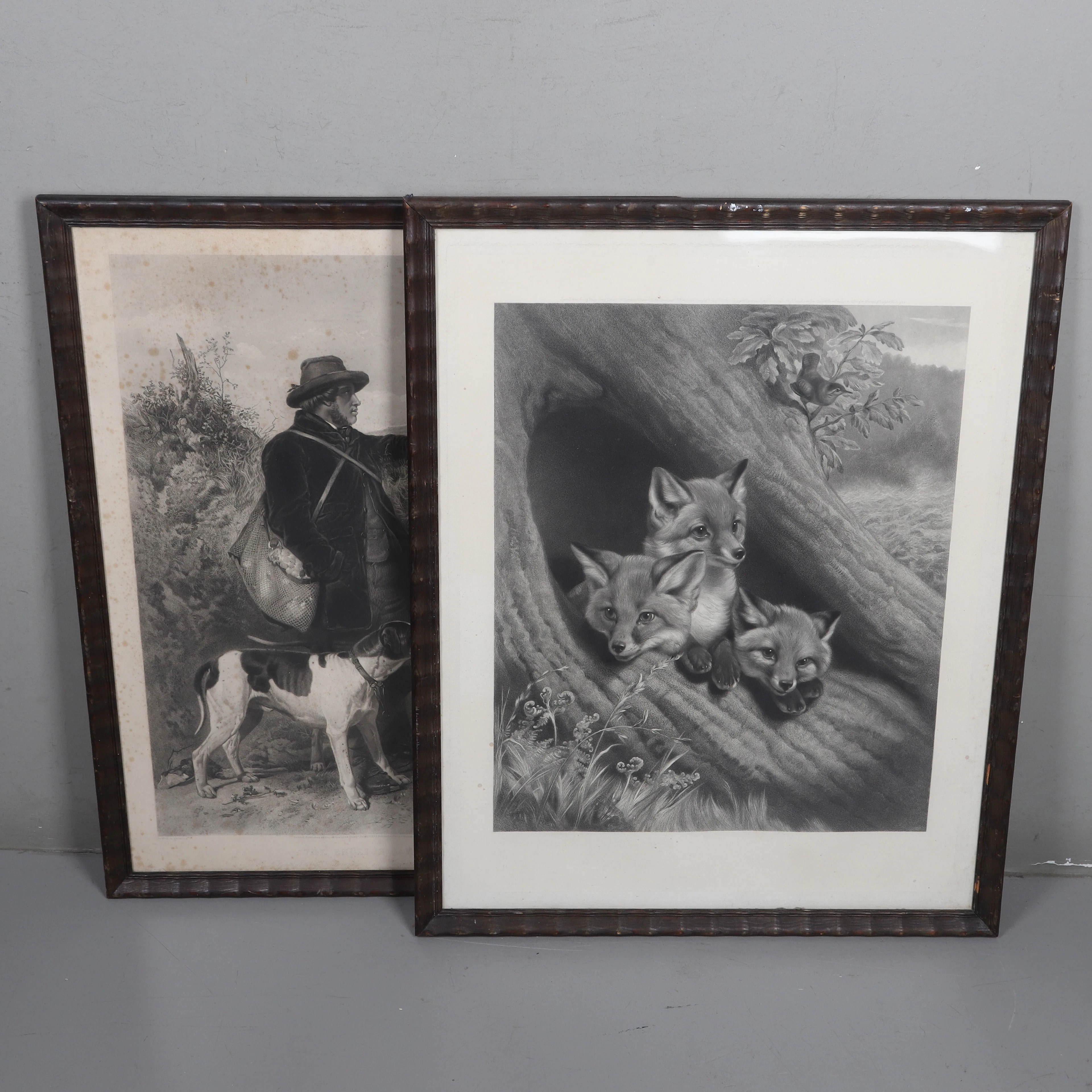 GRAFISKA TRYCK, 2 st, b.la. "The English Gamekeeper", 18-/1900-tal.