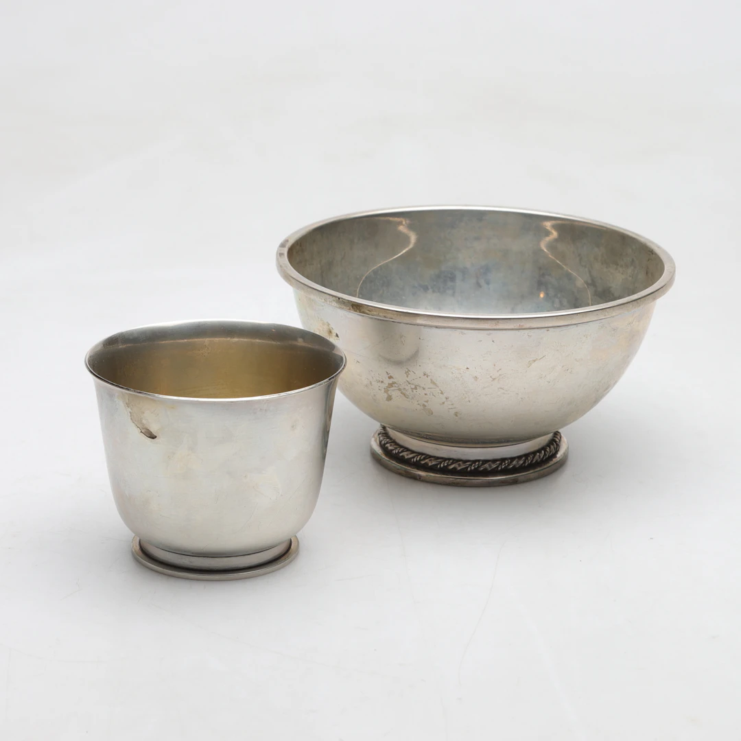 SKÅLAR, 2 st, silver, b.la. Atelier Borgila, Stockholm, 1950-tal.