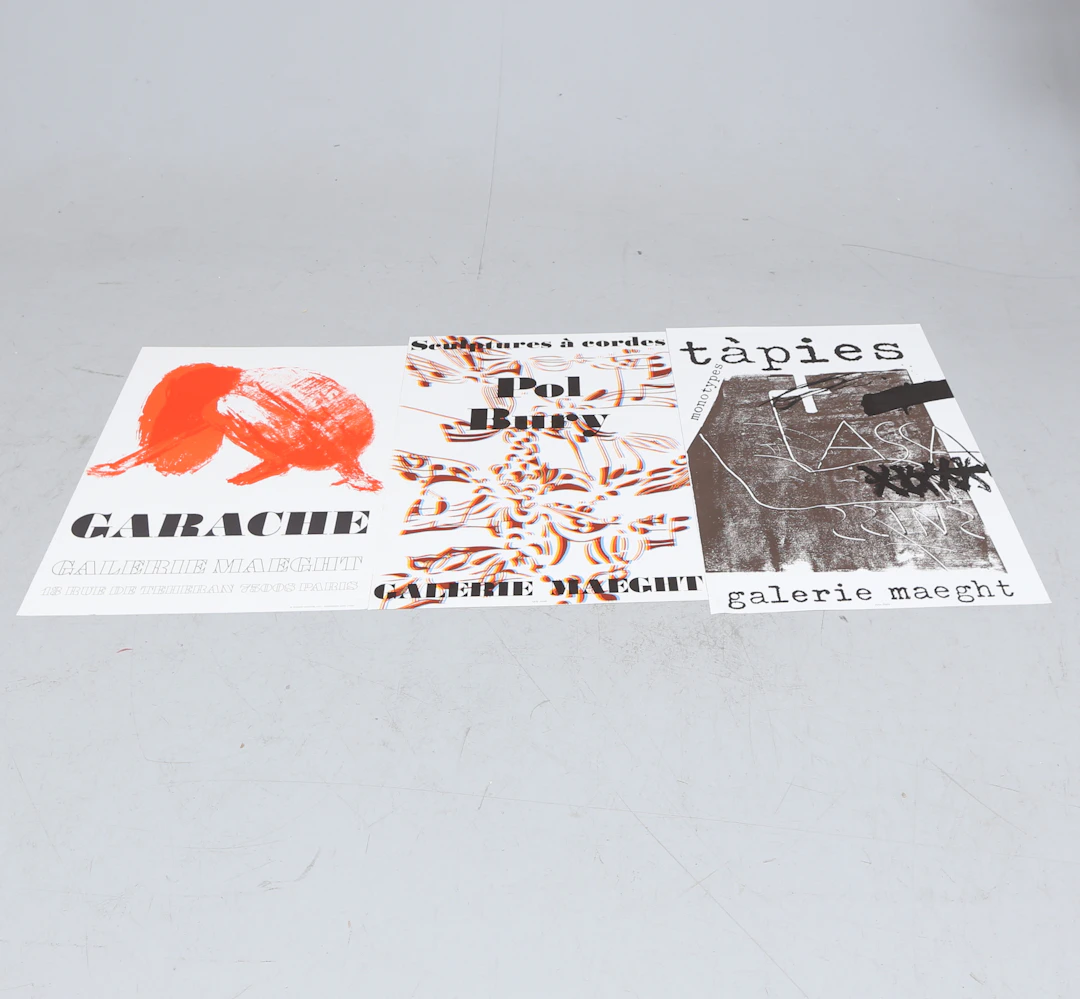 UTSTÄLLNINGSAFFICHER, 3 st, bl.a. Antoni Tàpies, Galeri Maeght.