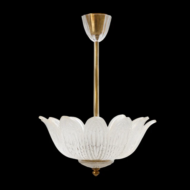 CARL FAGERLUND. Taklampa, glas & mässing, Swedish Modern, Orrefors, 1940-tal.
