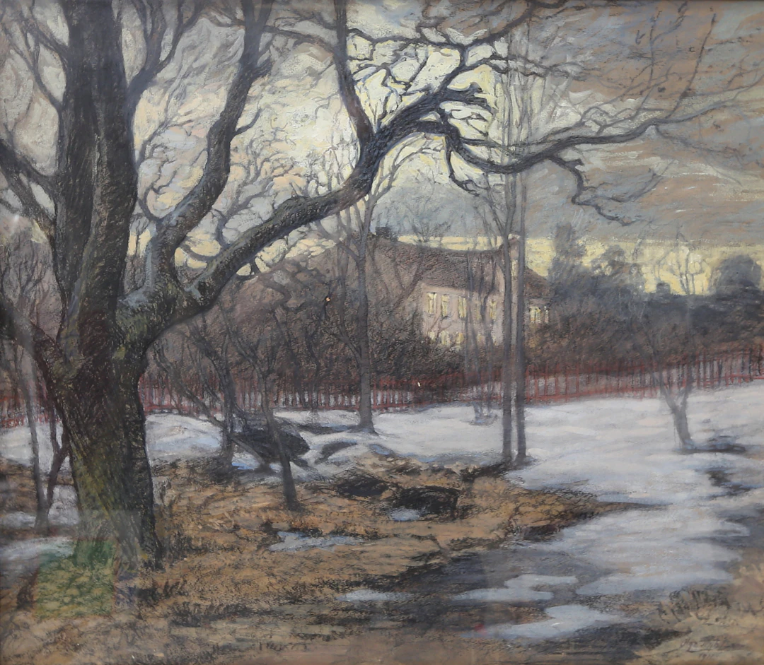 OLGA NYBLOM. blandteknik, signerad och daterad 1911.