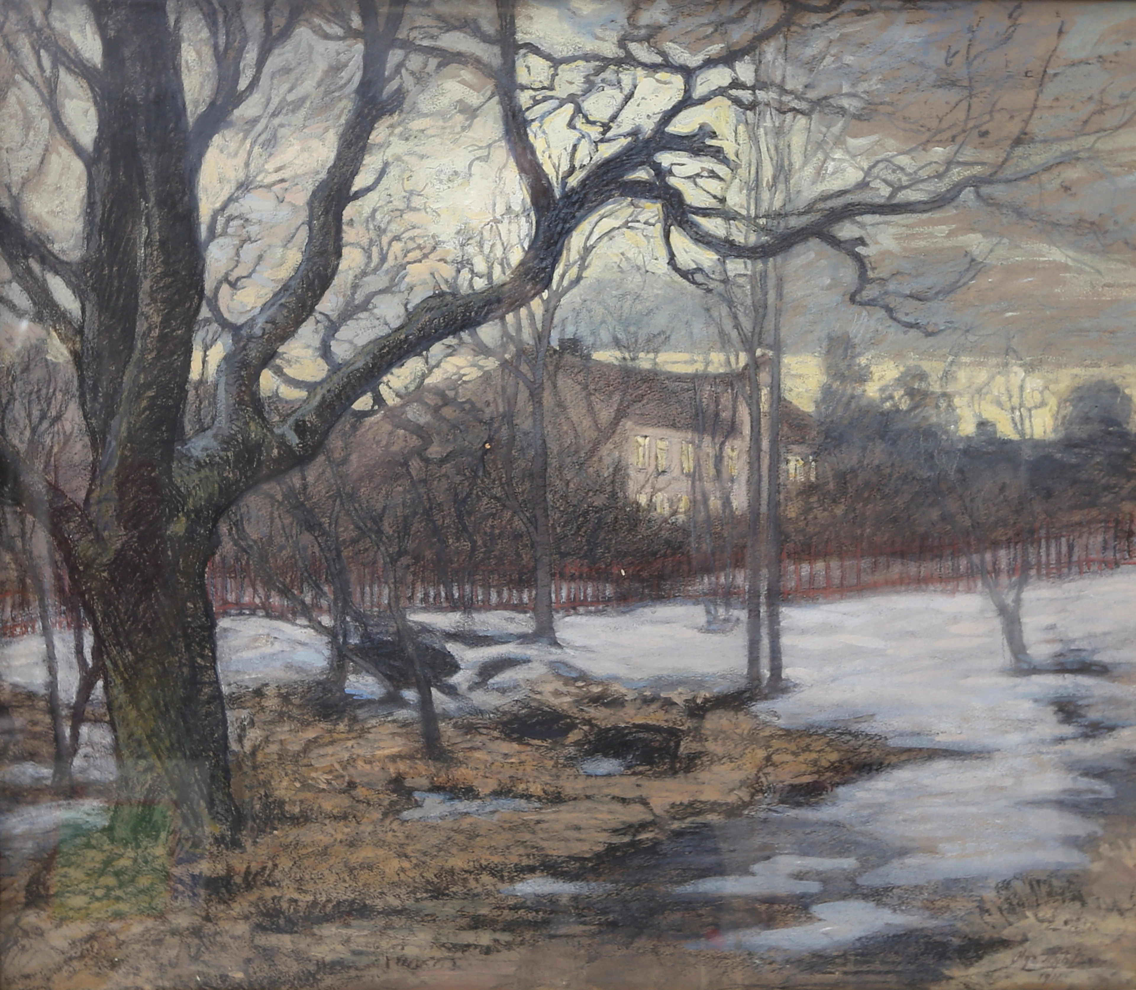 OLGA NYBLOM. blandteknik, signerad och daterad 1911.