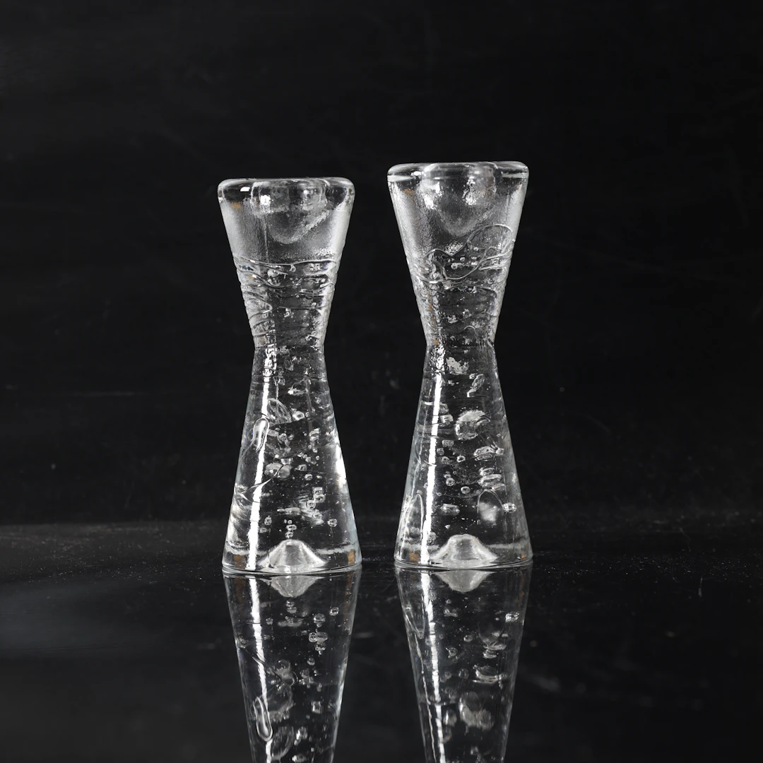 TIMO SARPANEVA. Ljusstakar, ett par, glas, "Arkipelago", Iittala.