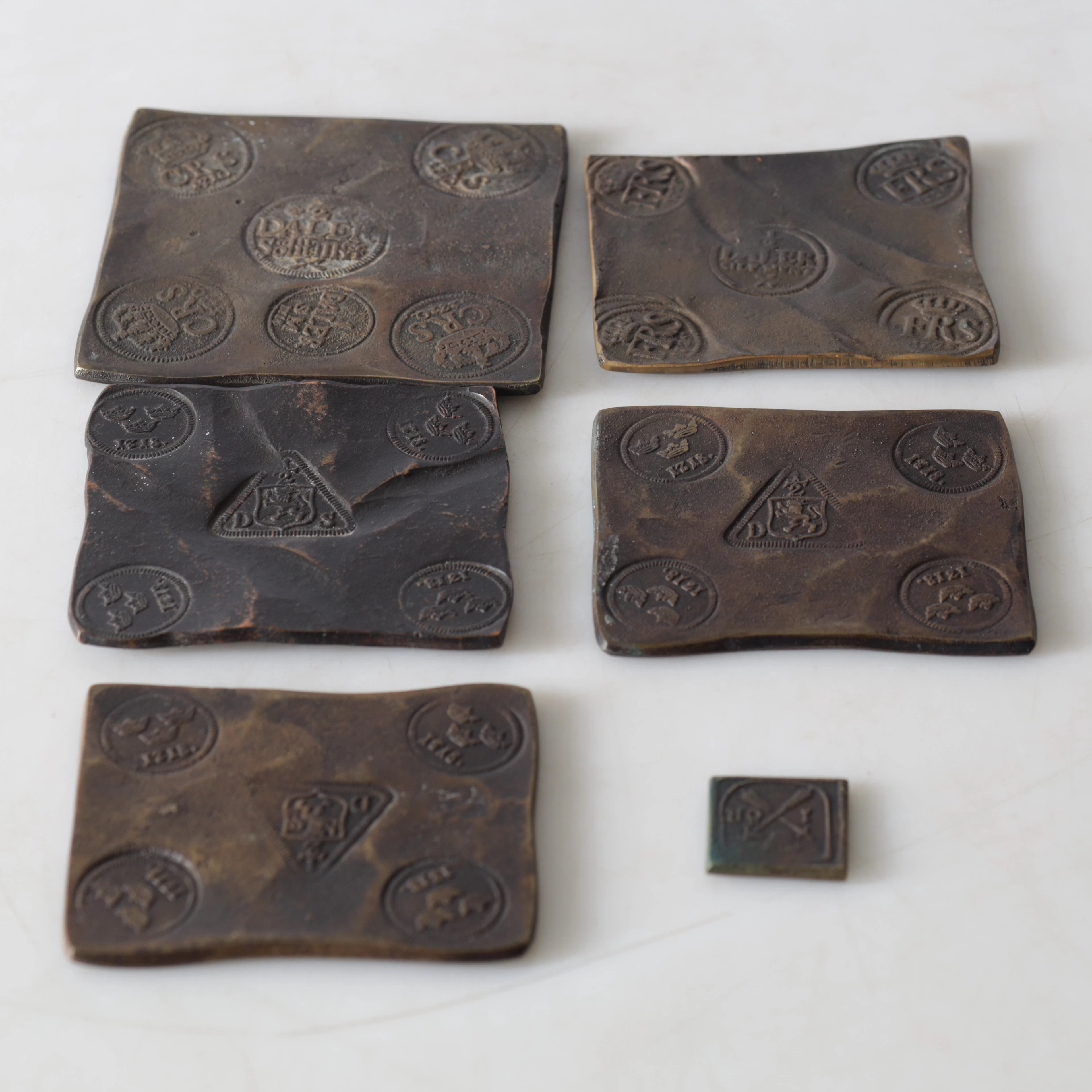 MYNT, 6 st, koppar, s.k. "Klipping", replikor, 1900-tal.