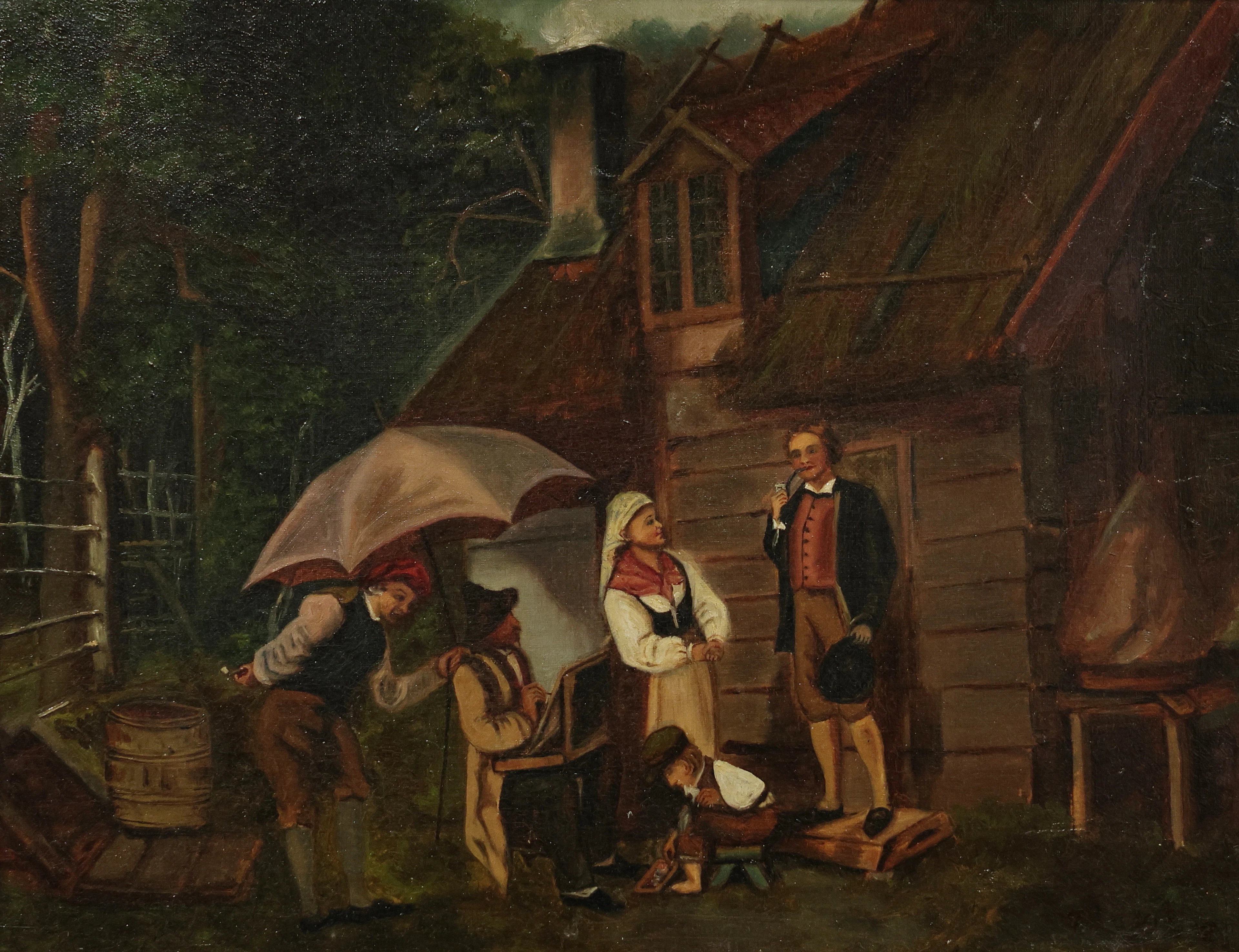 OIDENTIFIERAD KONSTNÄR. Olja på duk 1800-tal otydlig signerad.