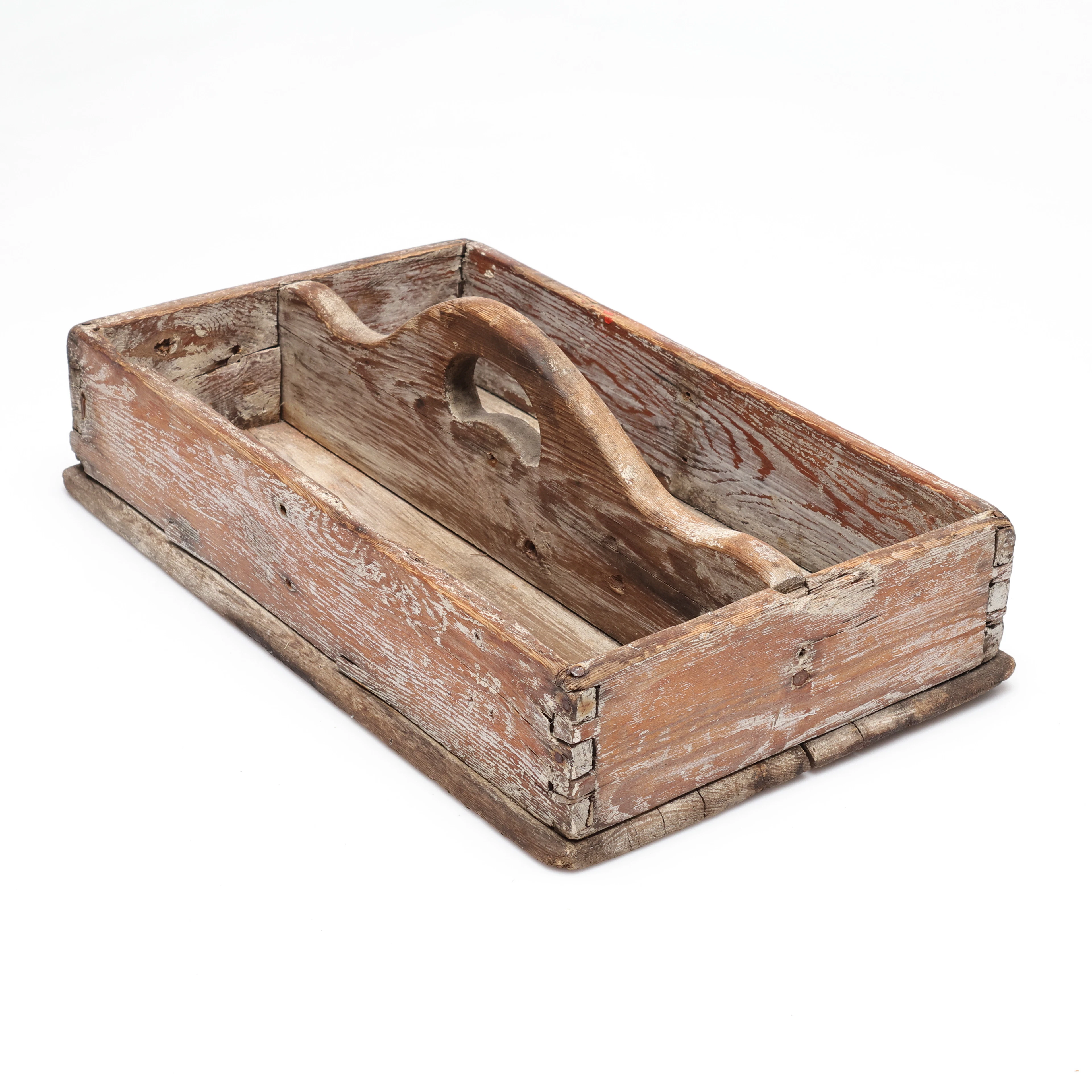 BESTICKKORG, trä, allmoge, spår av originalfärg, 1800-tal.