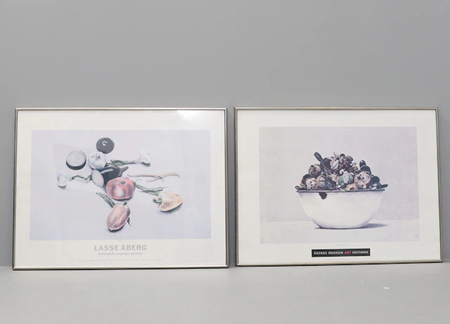 LASSE ÅBERG. Affischer, 2 st, "Mussaka" och "To Filip", 1990-tal.
