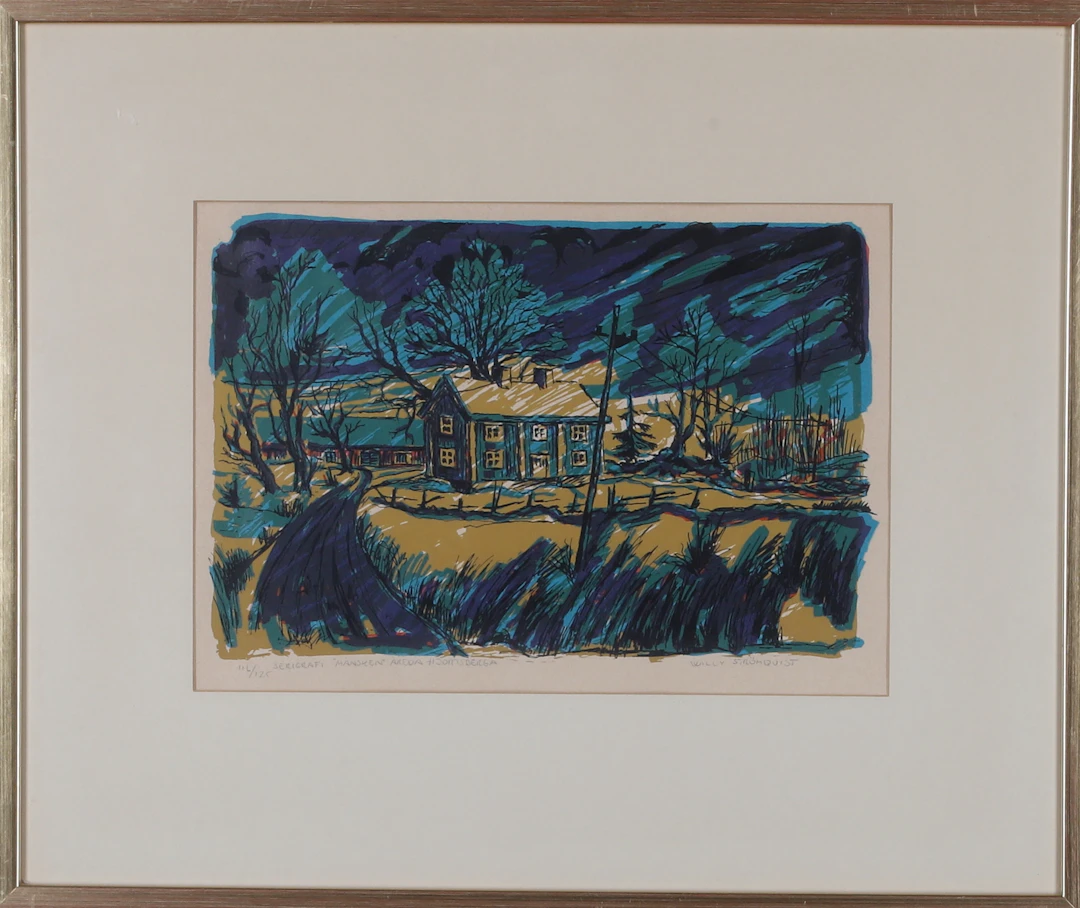 WILLY STRÖMQUIST. "Månsken Åreda Hjiortsberga", seriegrafi, signerad