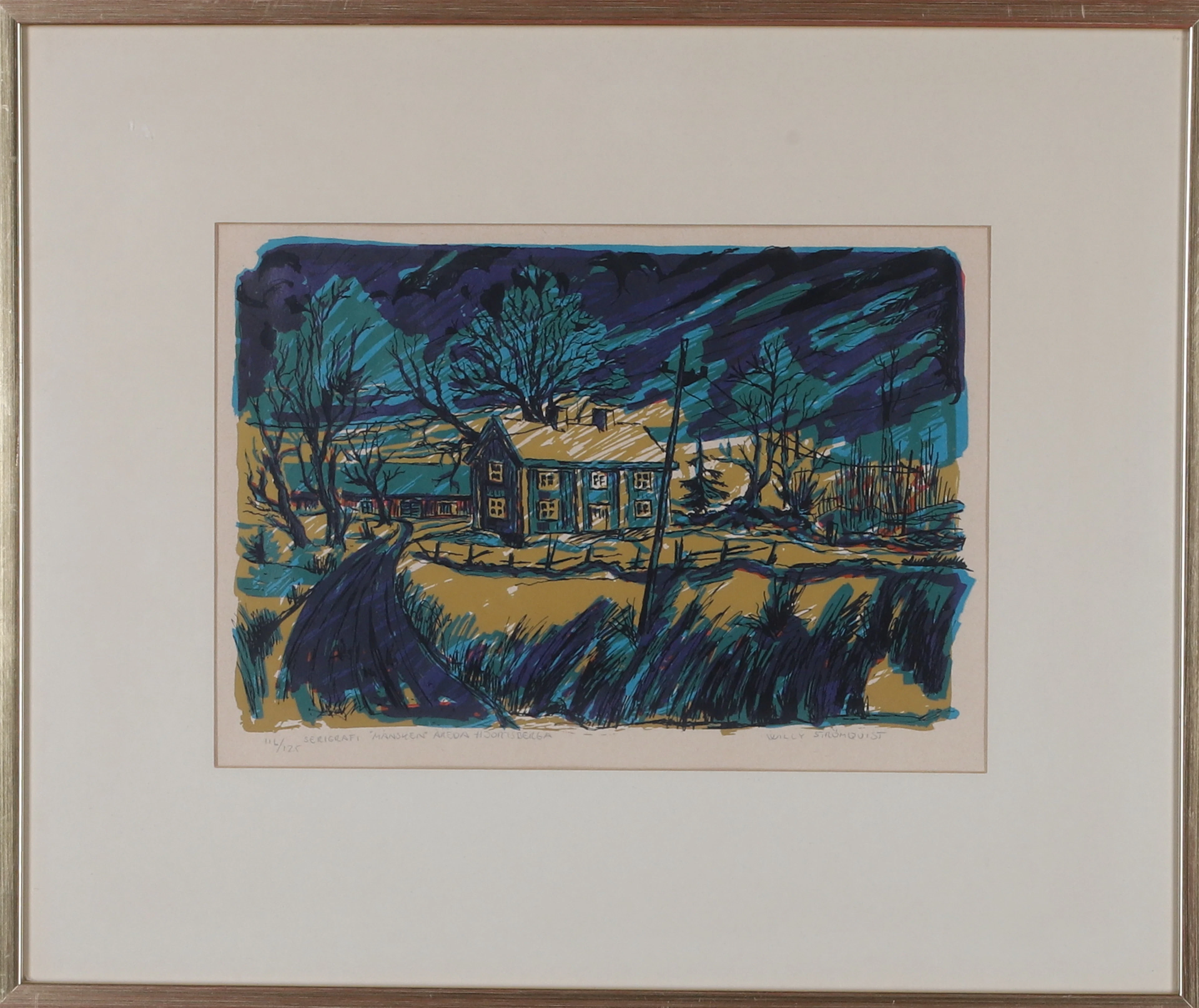 WILLY STRÖMQUIST. "Månsken Åreda Hjiortsberga", seriegrafi, signerad