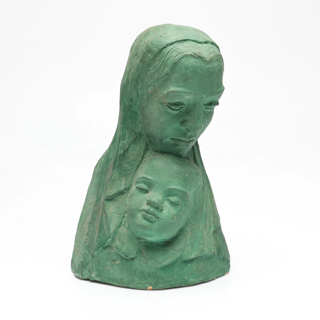 OIDENTIFIERAD KONSTNÄR. skulptur, patinerad lera, signerad EL Mary.