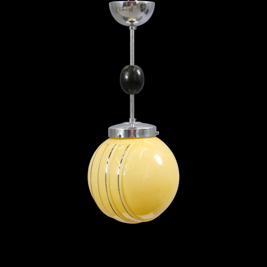 TAKLAMPA, glas, svärtat trä & förnicklad metall, Art Deco, 1930-tal.