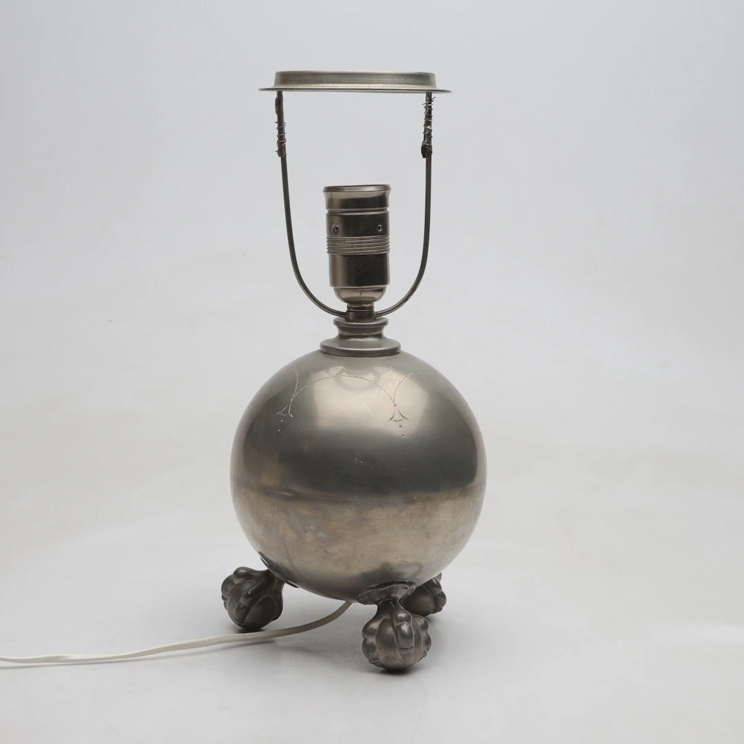 BORDSLAMPA, tenn, art deco, 1900-talets första hälft.