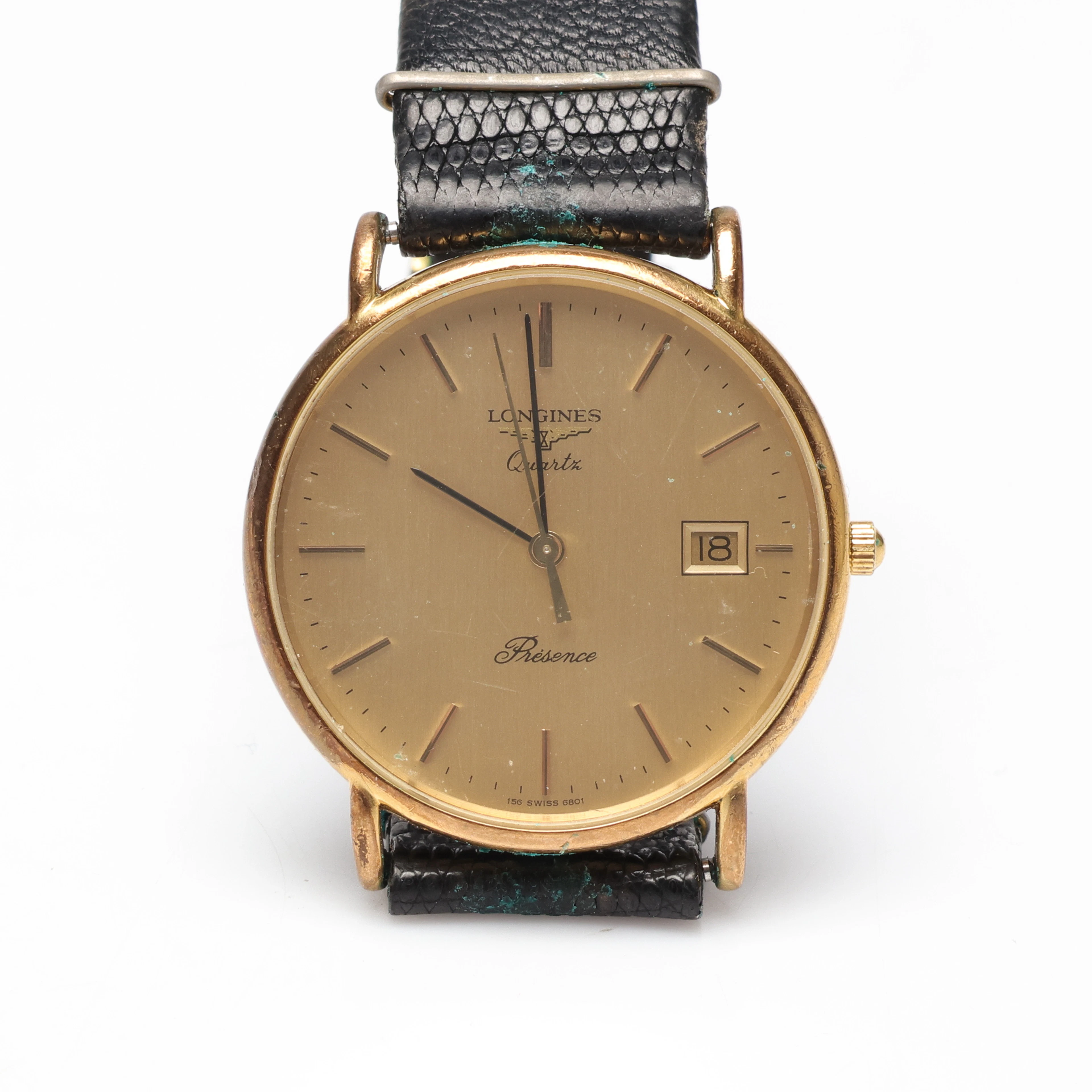 LONGINES. ARMBANDSUR, Herr, Presence, quartz, guld på stål.